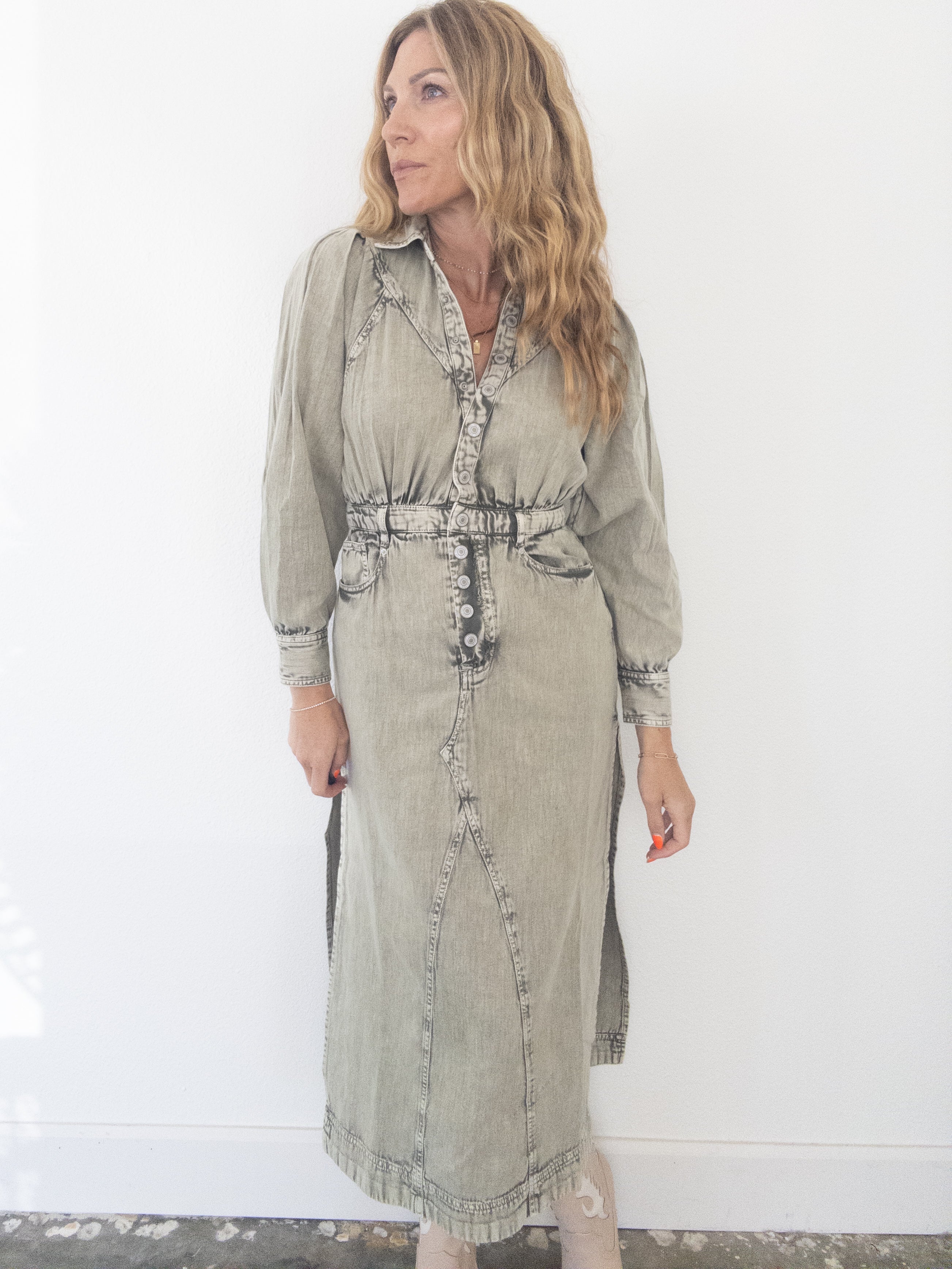 Free People Mad Love Denim Midi Dress Salt and Freckles Free People Mad Love Denim Midi Dress Salt and Freckles