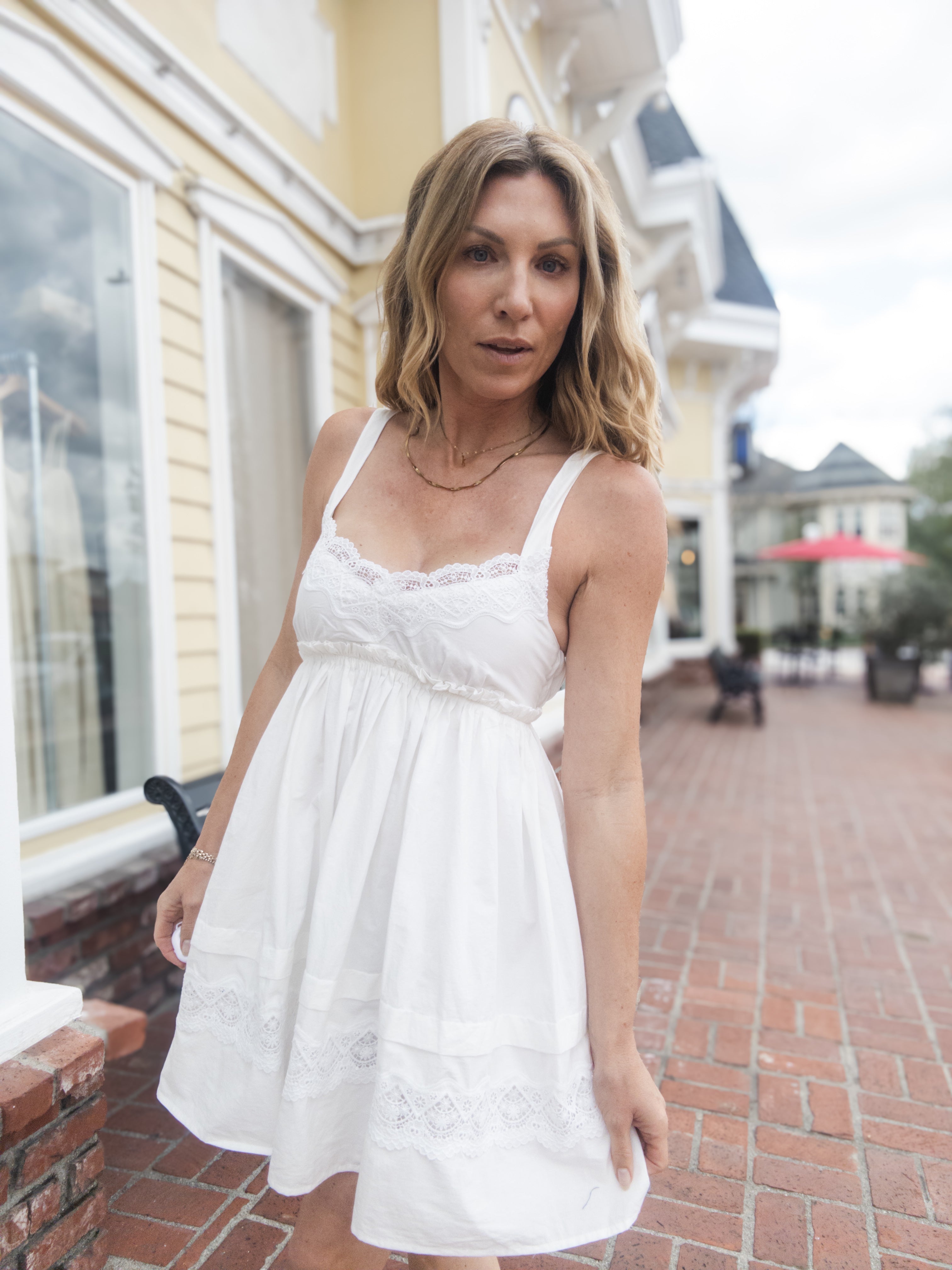 Lila Lace Eyelet Mini Dress