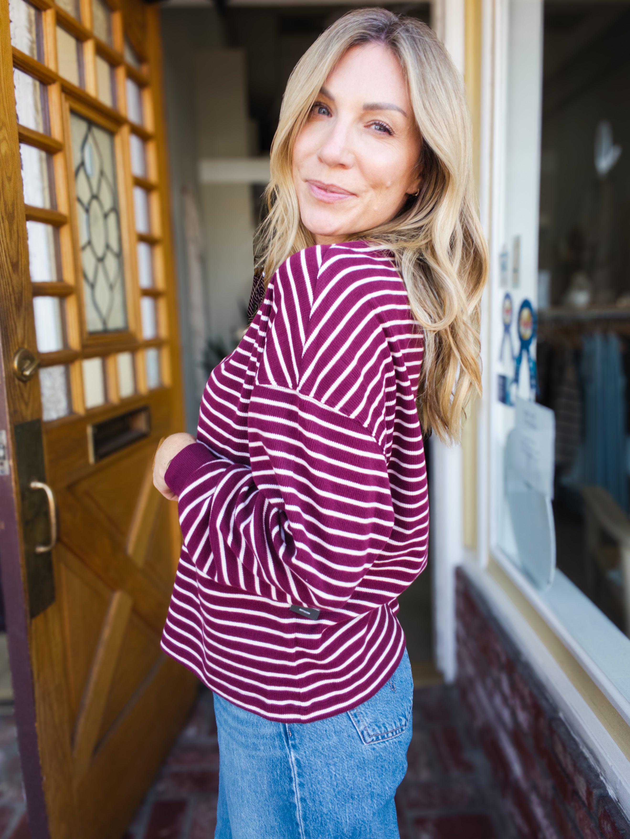 Colbert Striped Waffle Top