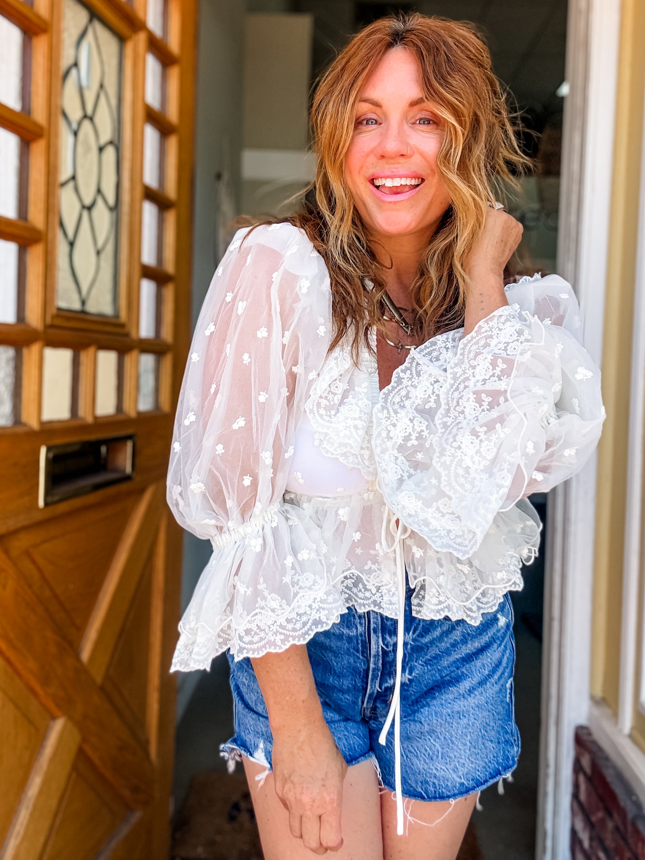 Romantic Sun Lacey Ruffled Blouse