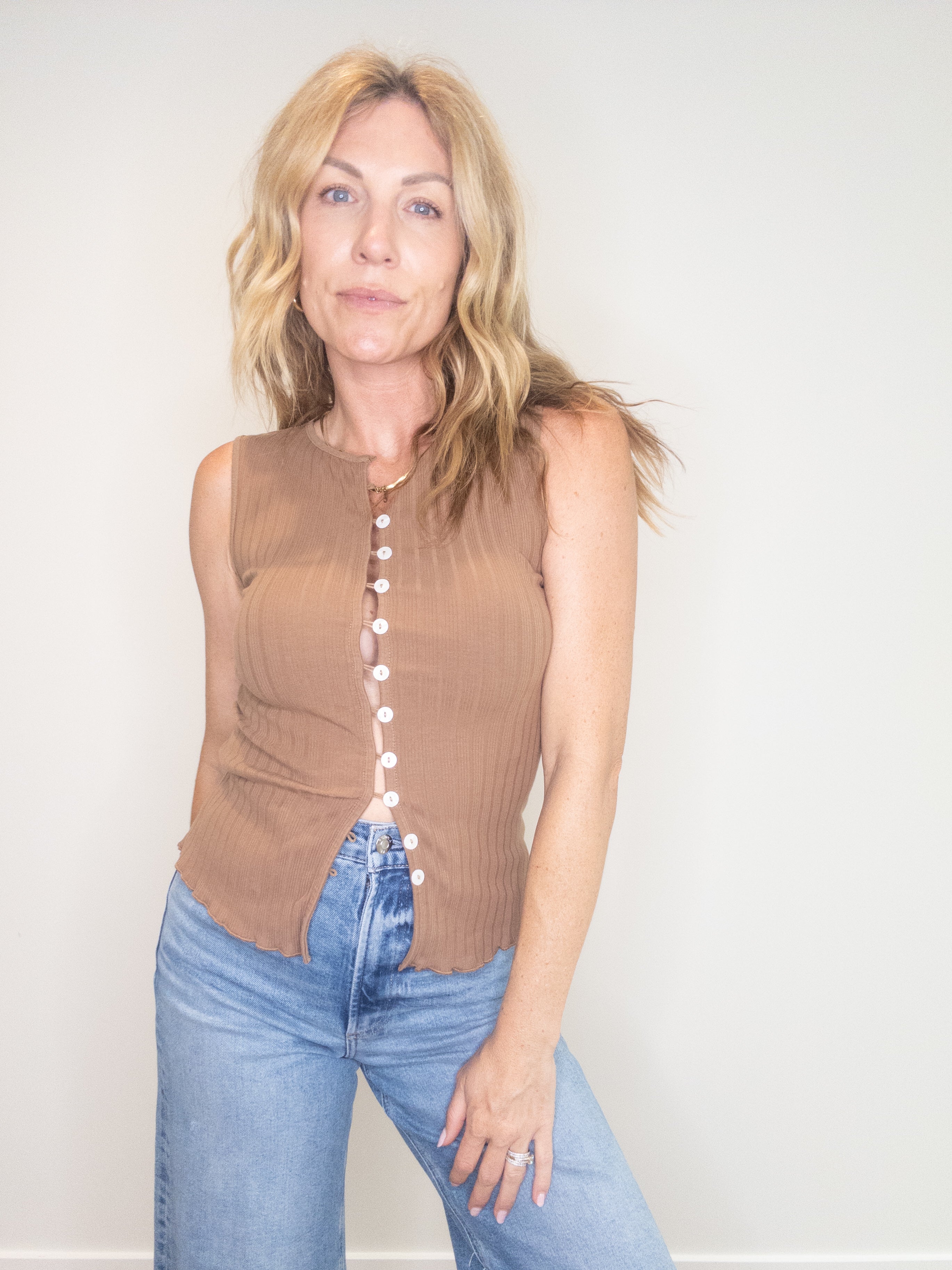 Golden Hour Button Front Tank