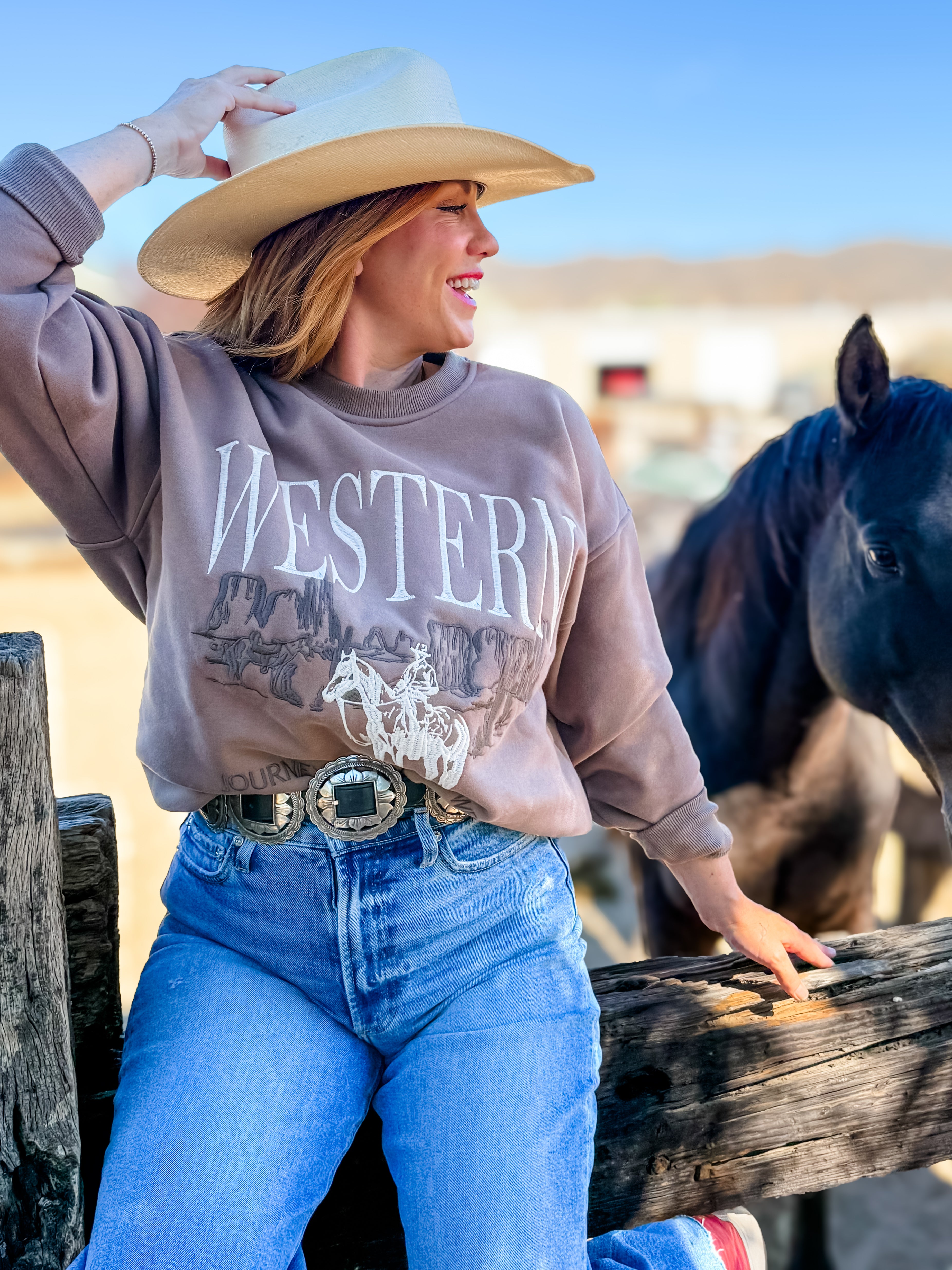 Wild West Embroidered Crew Neck Sweatshirt