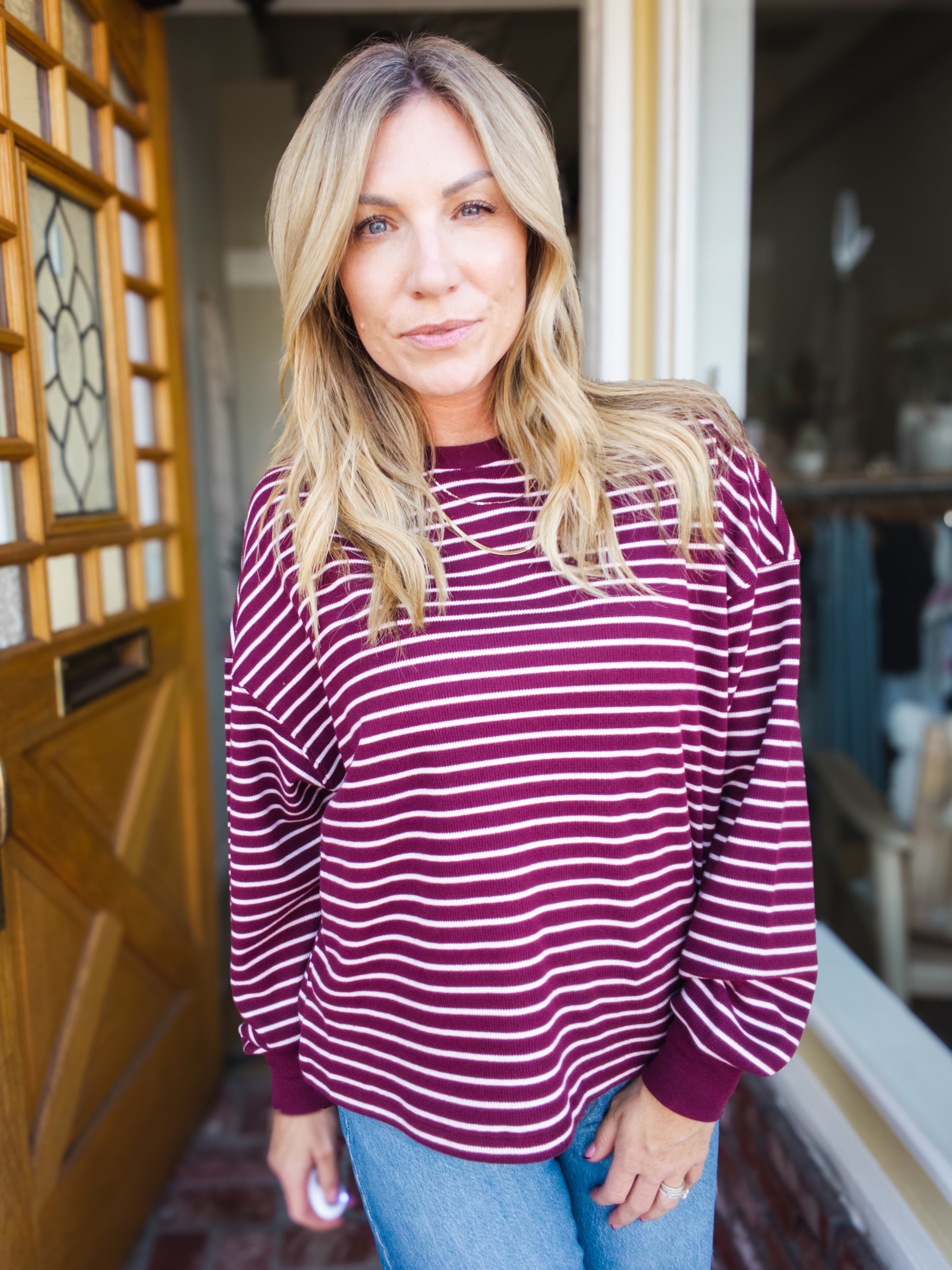 Colbert Striped Waffle Top