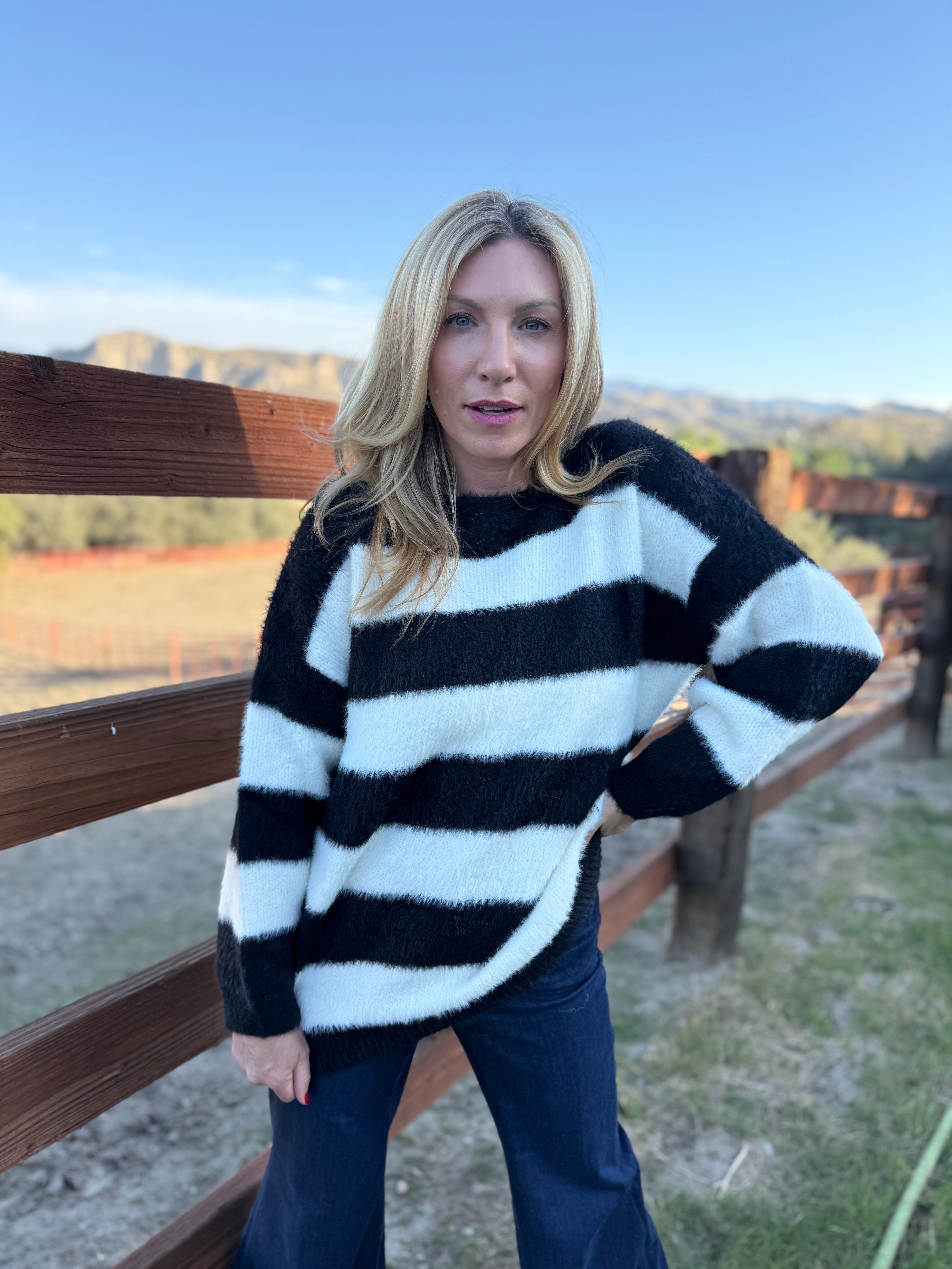 Fuzzy Stripe Sweater