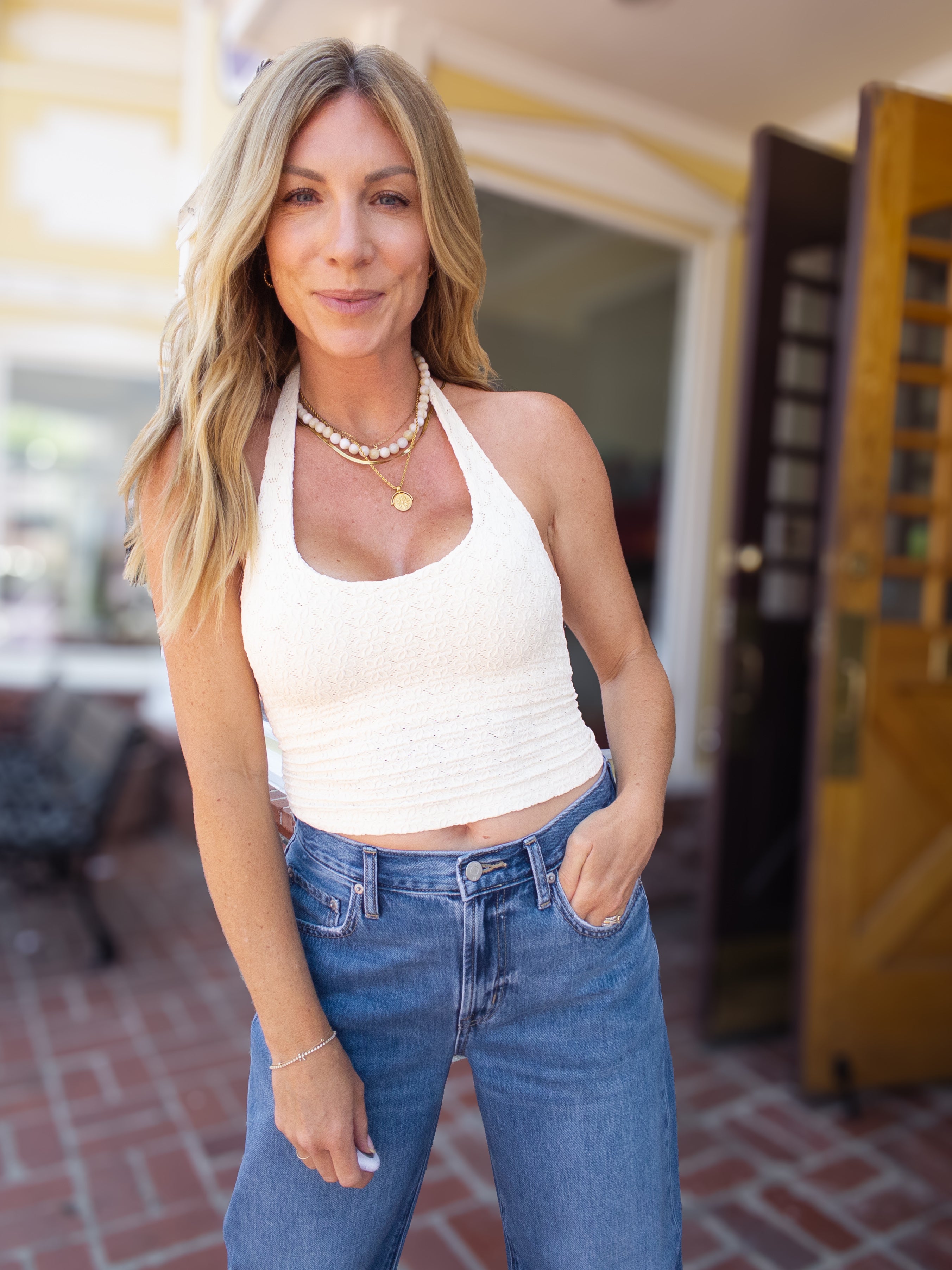 Crop Floral Halter