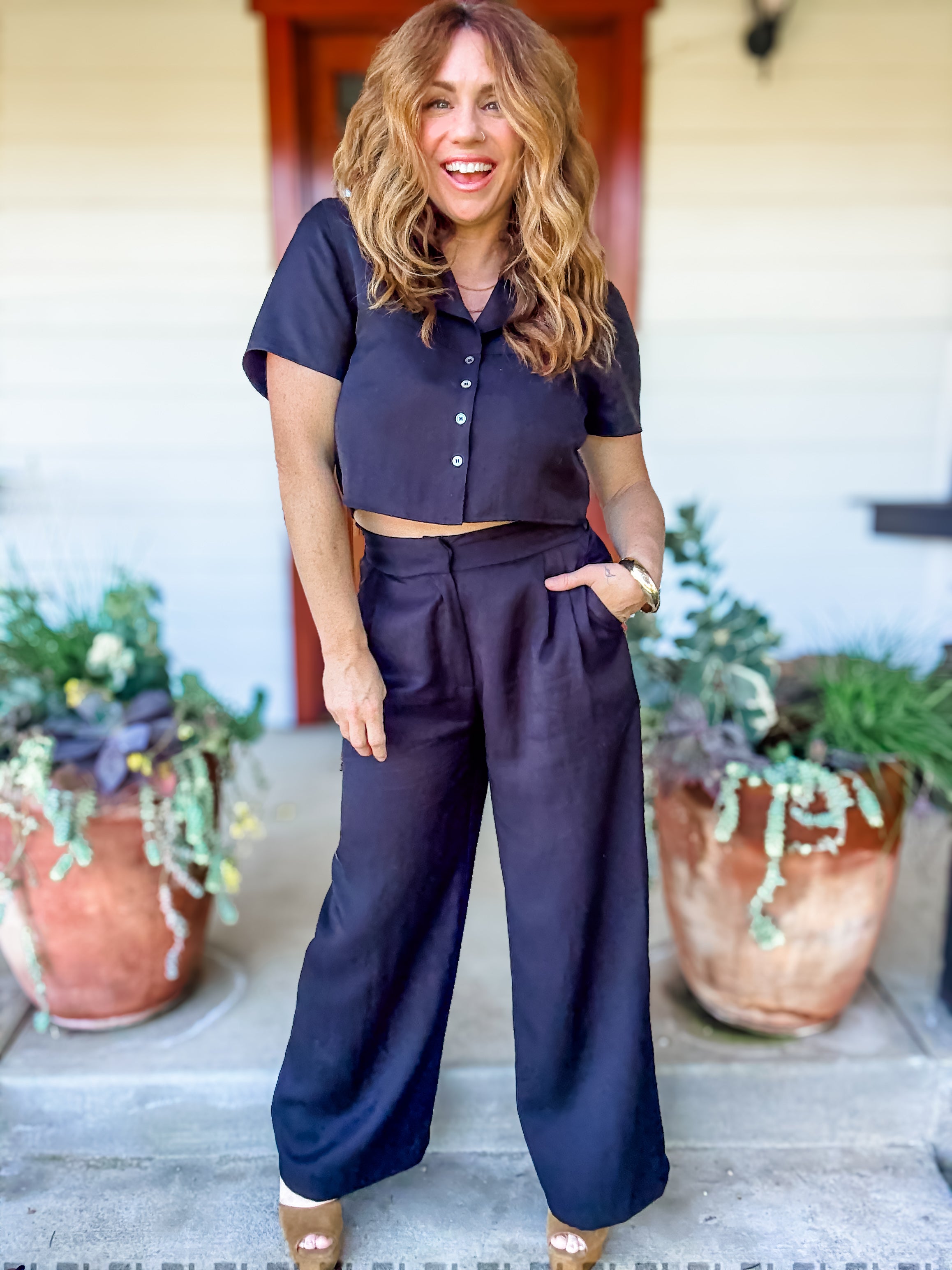 Madison Button Front Top