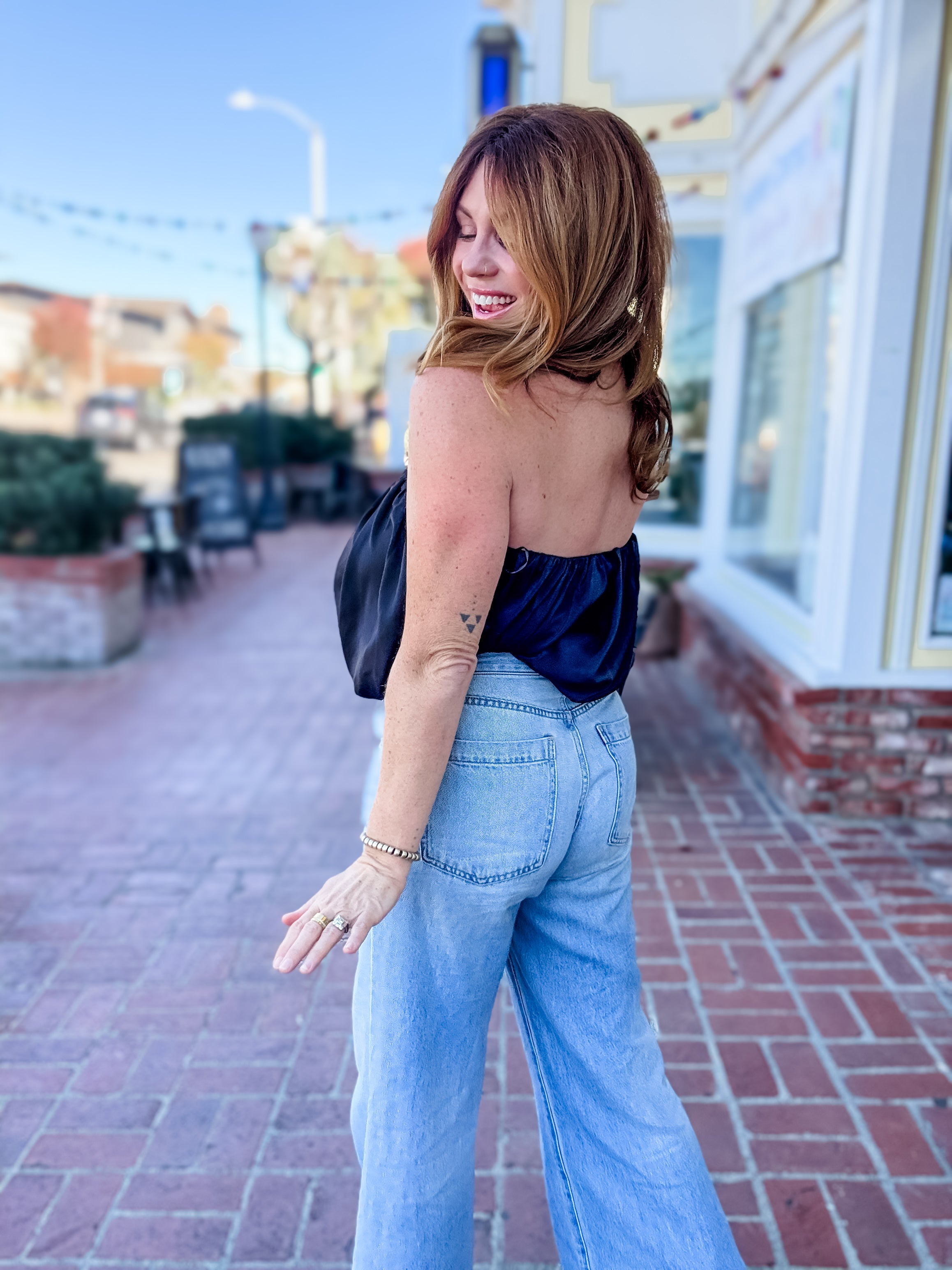 Set The Scene Bubble Hem Tube Top