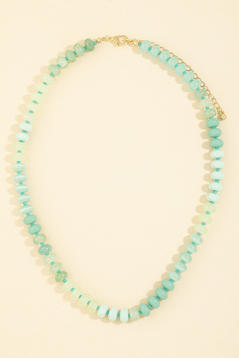 Semi Precious Stone Rondelle Bead Necklace