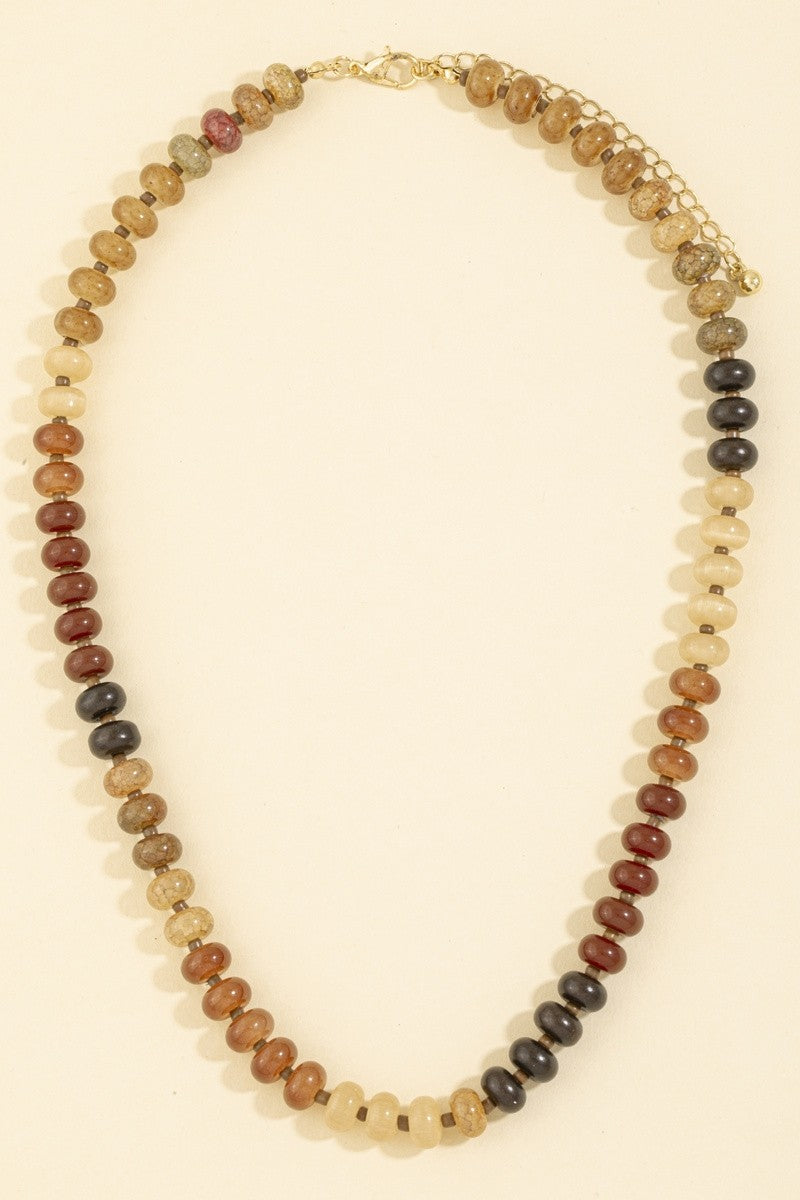 Semi Precious Stone Rondelle Bead Necklace