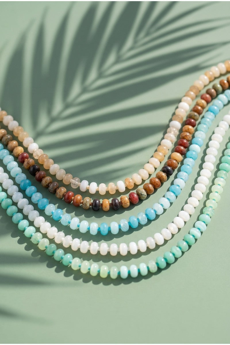 Semi Precious Stone Rondelle Bead Necklace