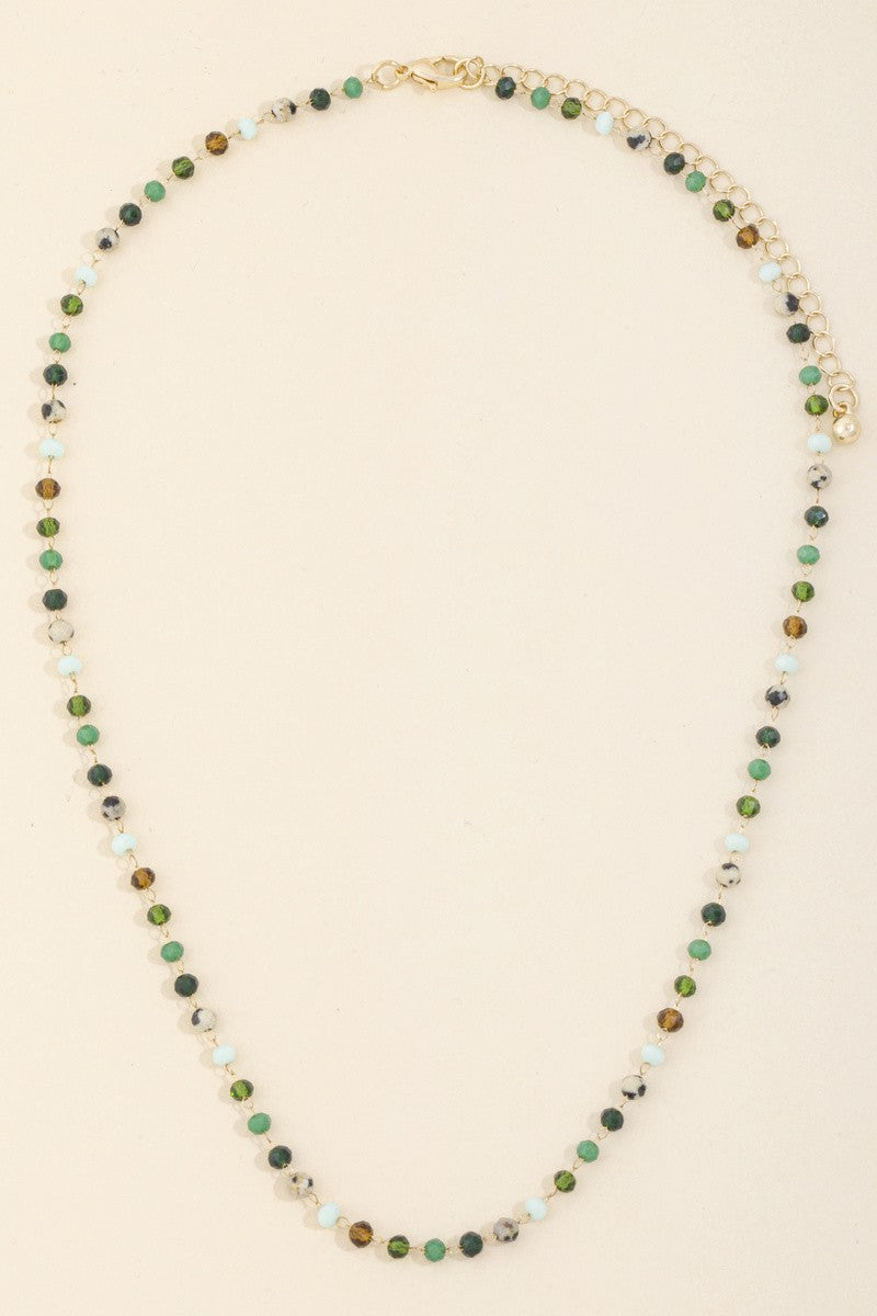 Dainty Faceted Bead Station Chain Necklace