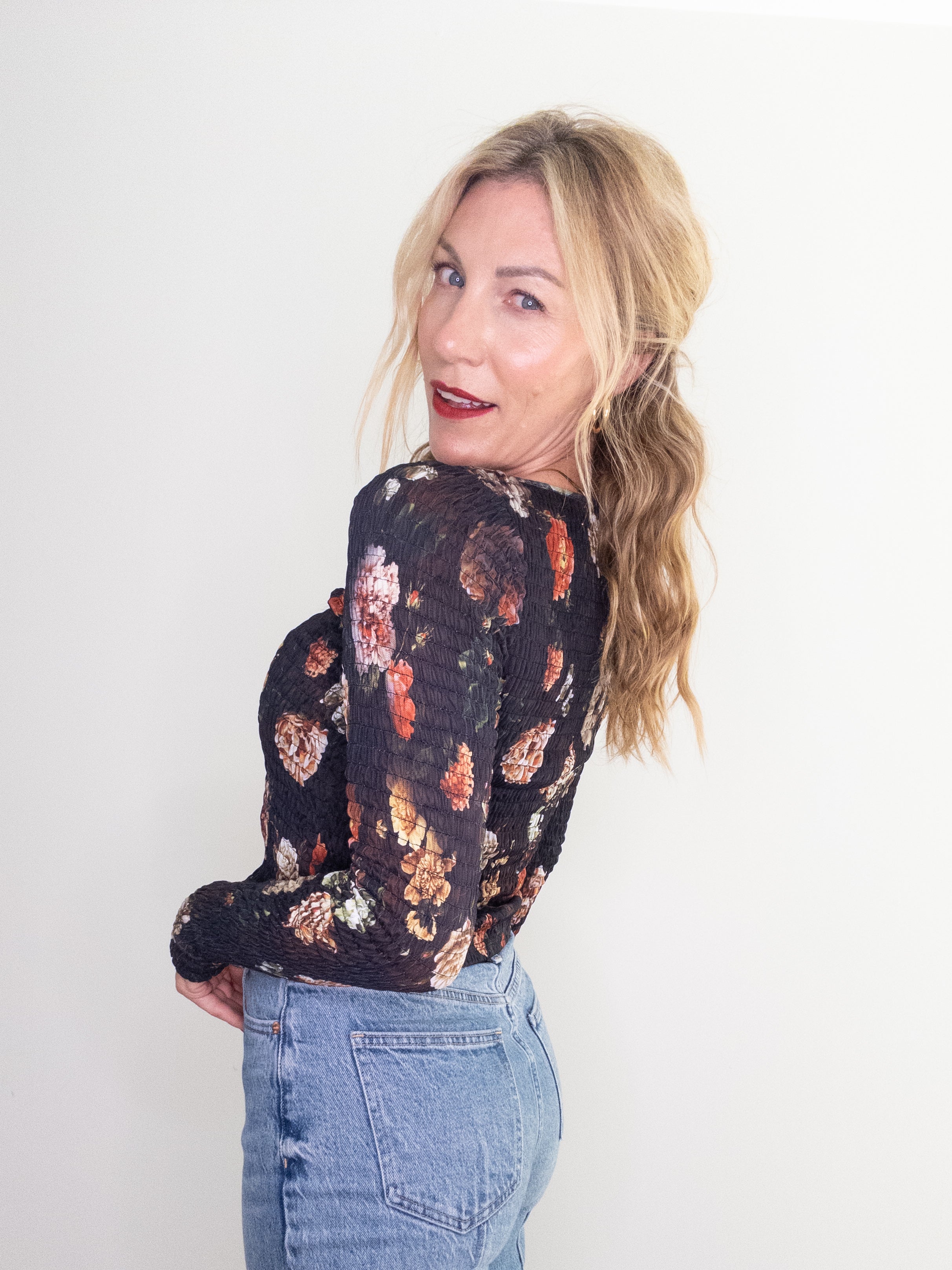 Deep Bouquet Long Sleeve Shirt