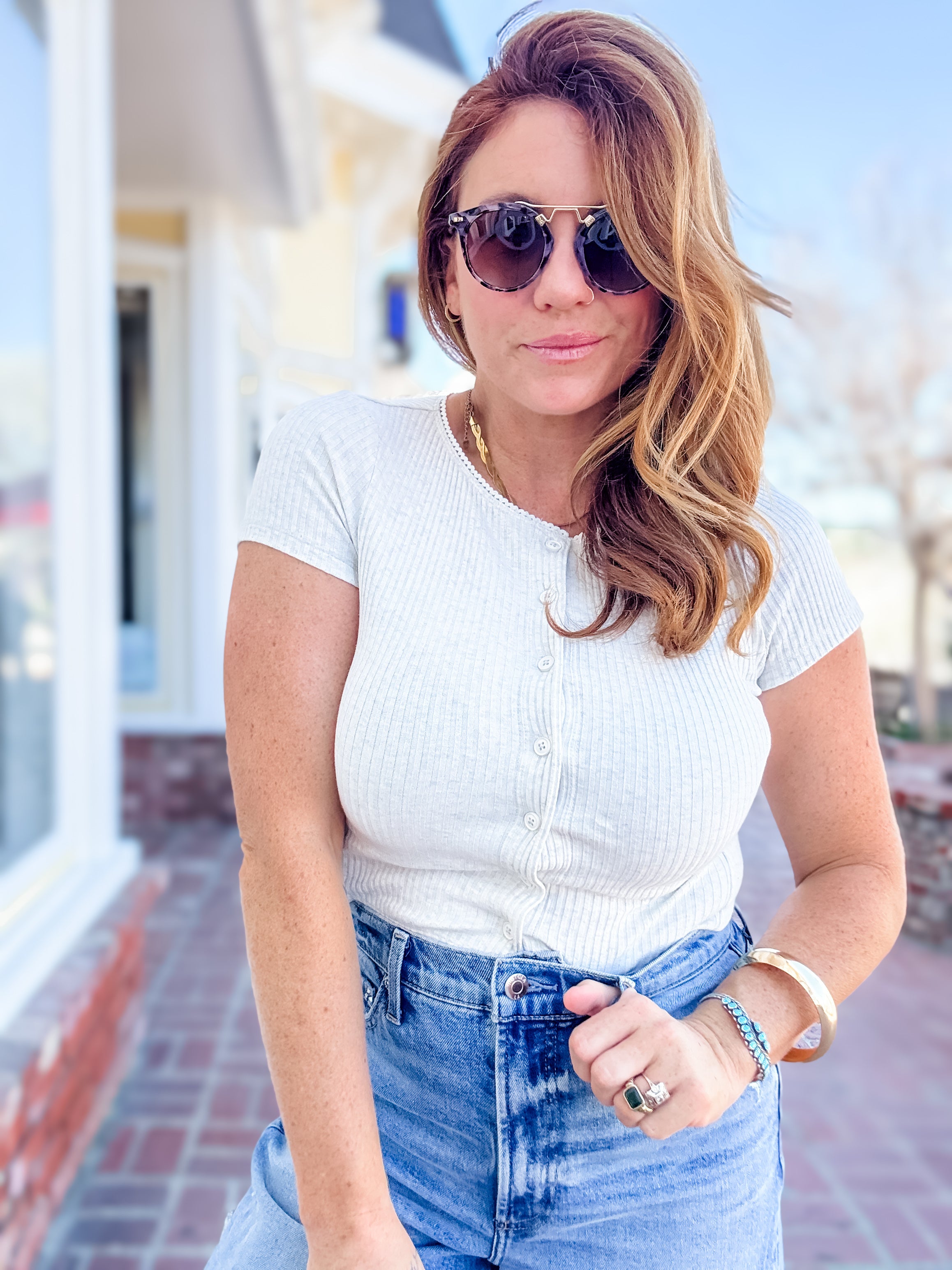 Sammie Button Front Top