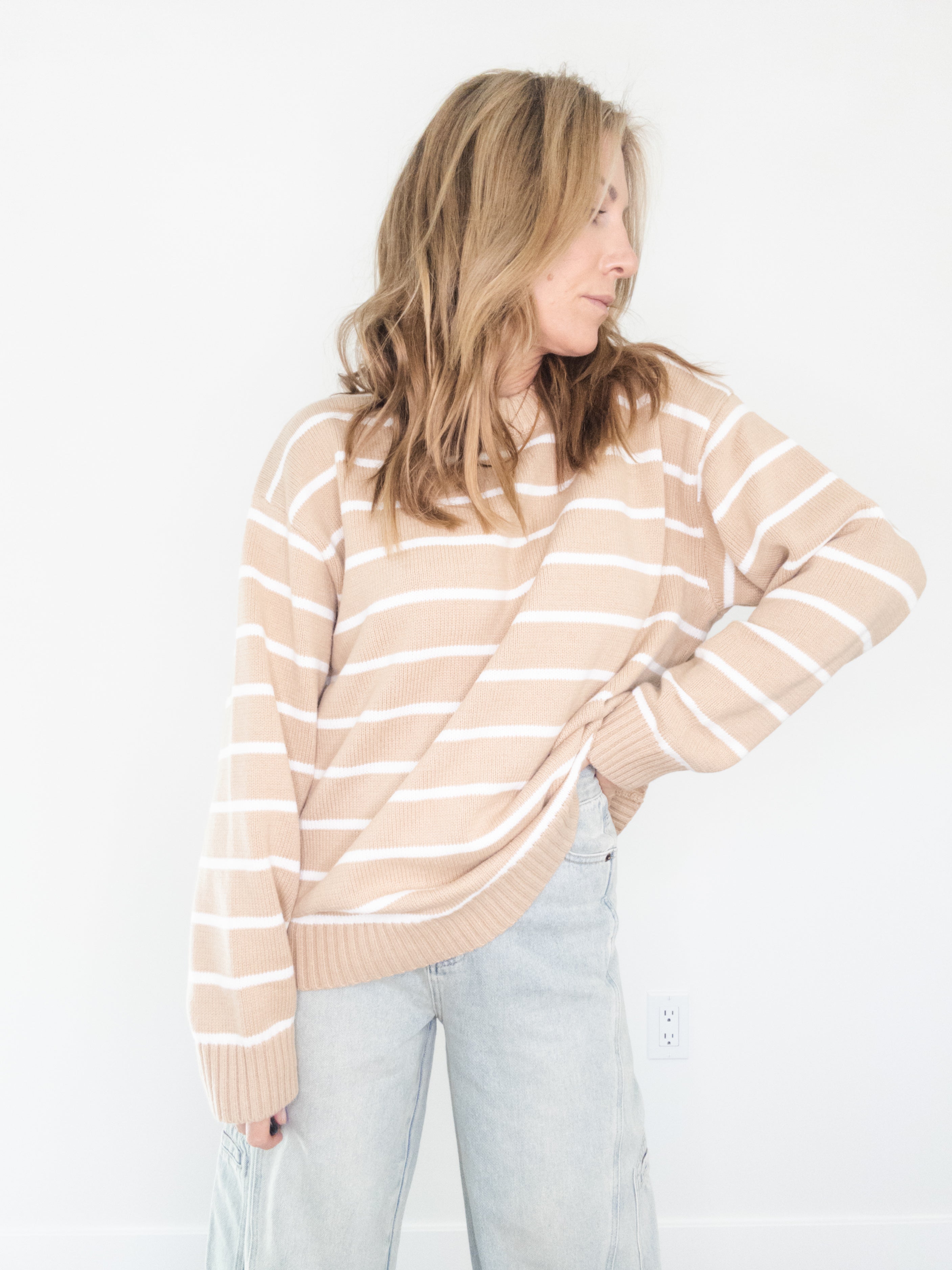 Cookie Butter Striped Sweater