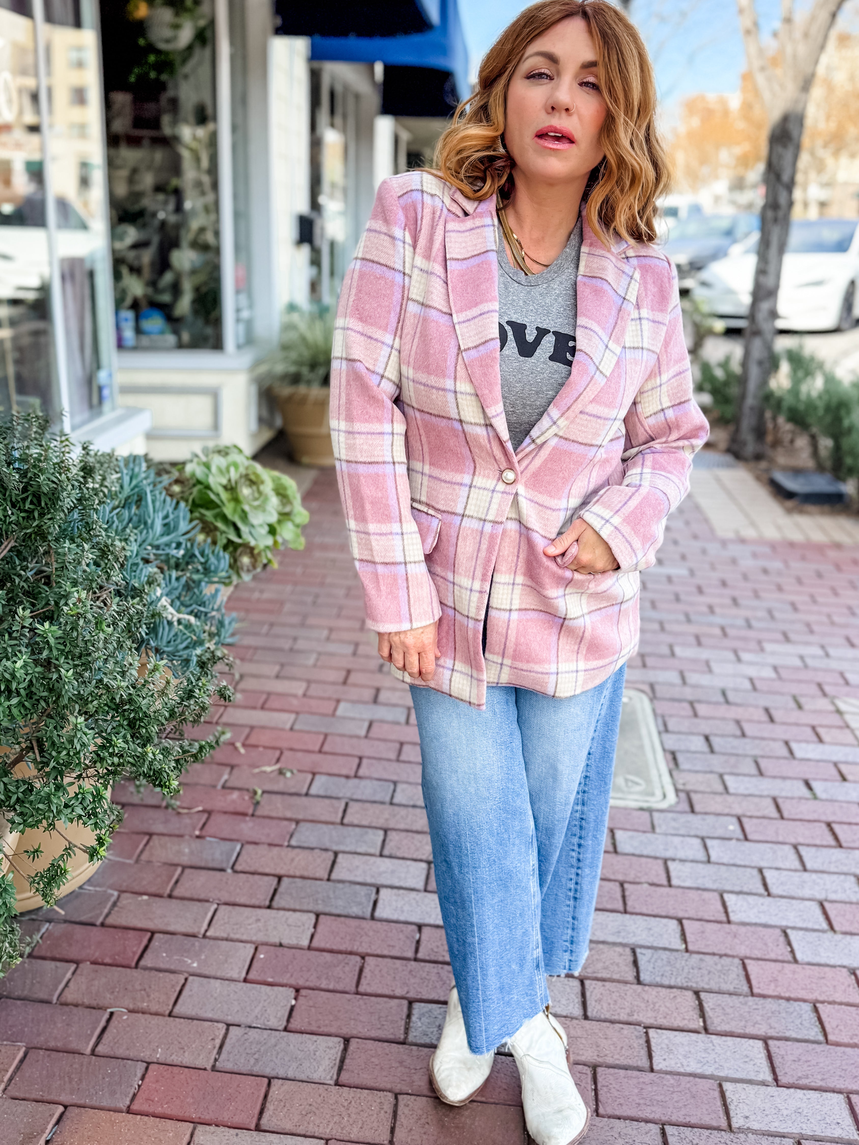 First Blush Plaid Blazer