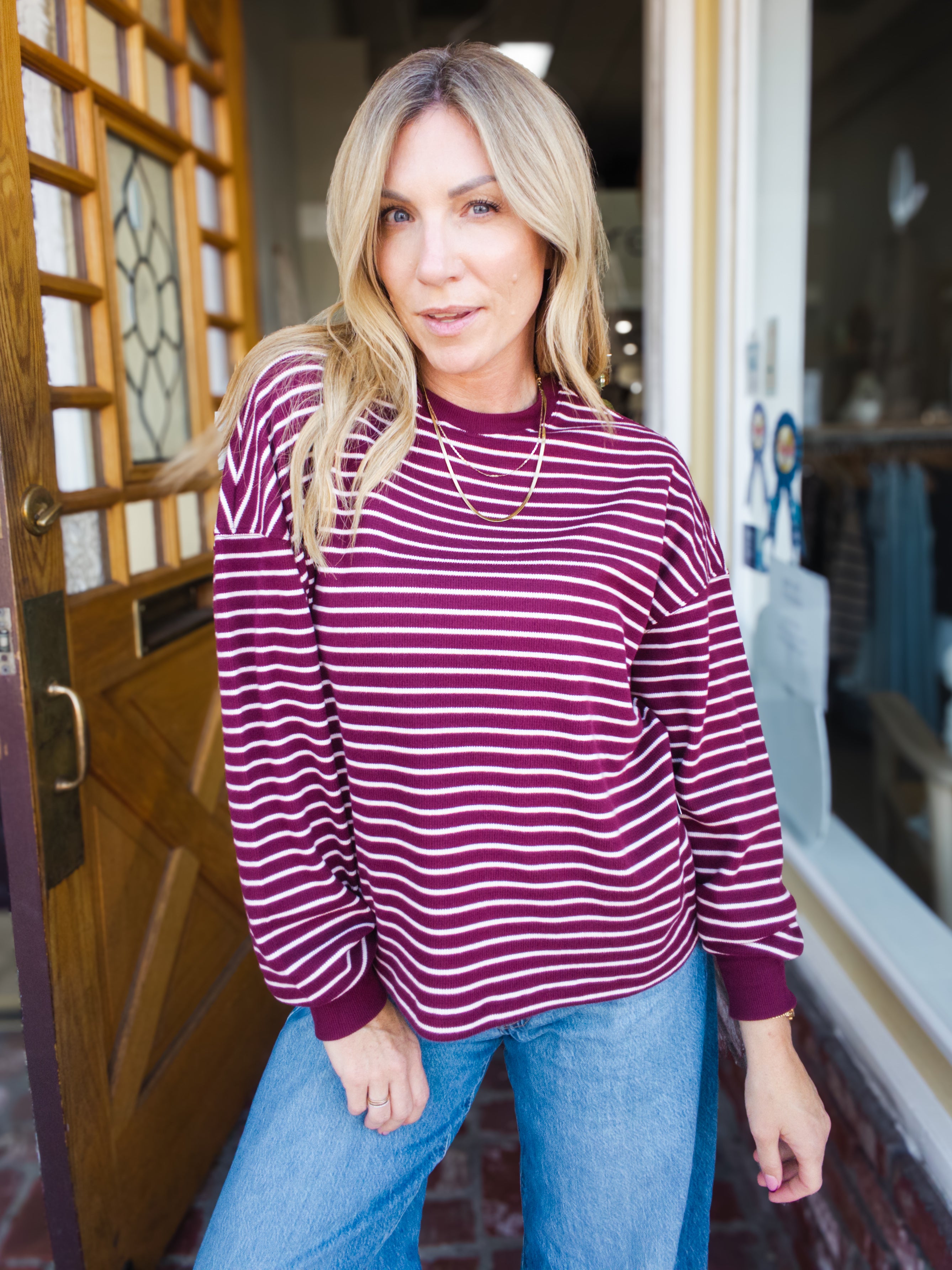 Colbert Striped Waffle Top