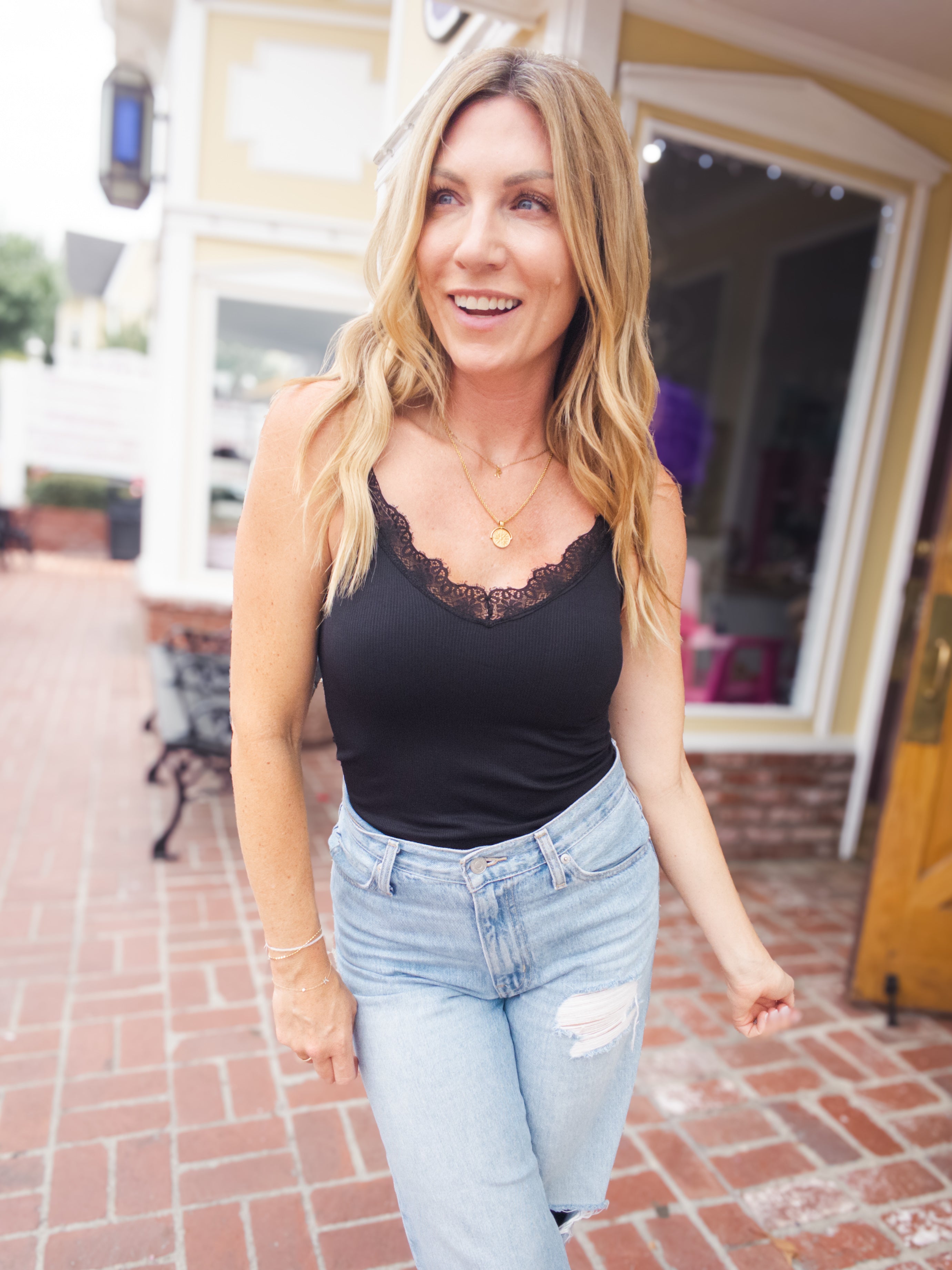 Lace Trim V Neck Cami