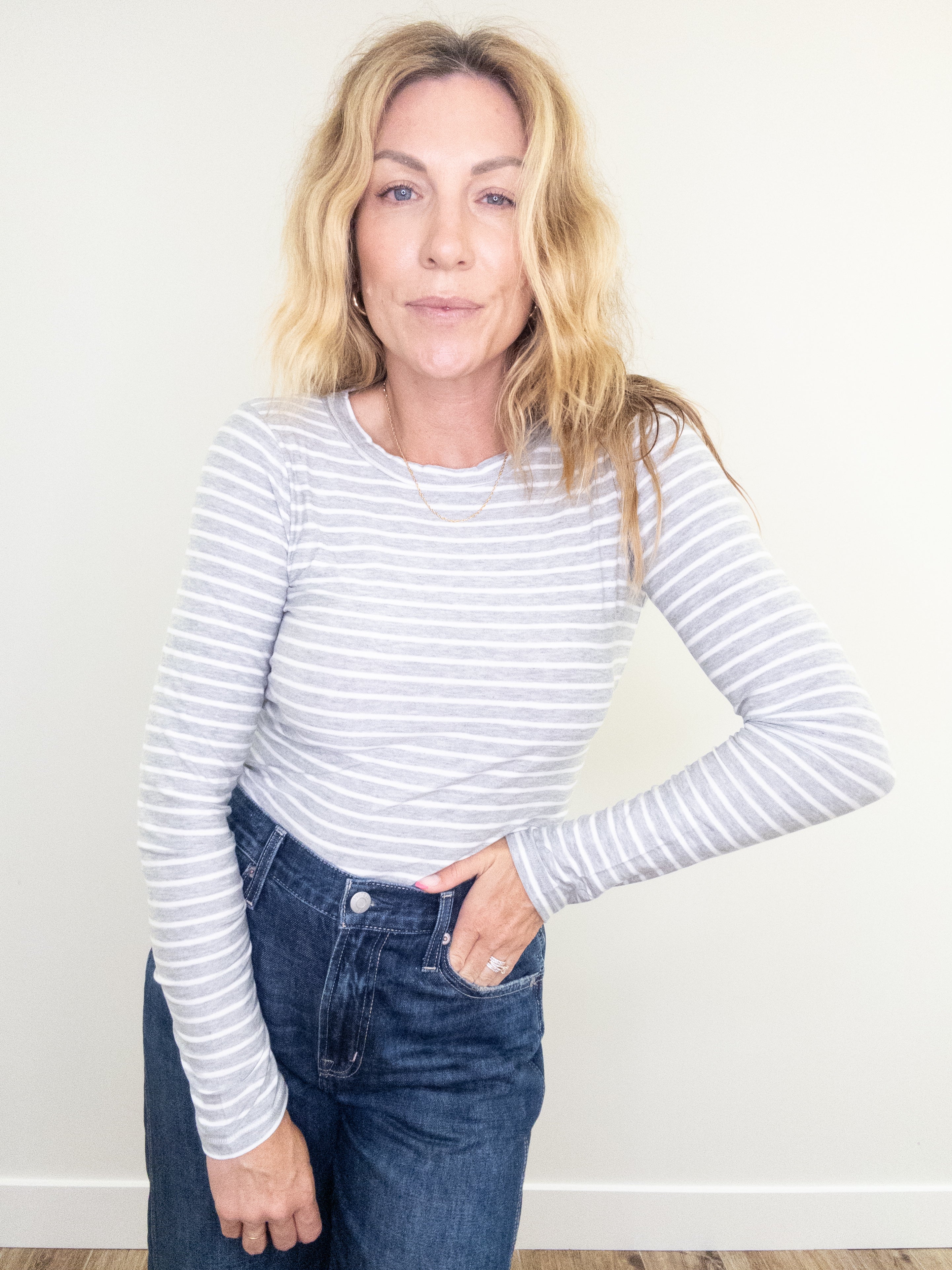 Project Social T Over And Out Striped Crew Neck Long Sleeve