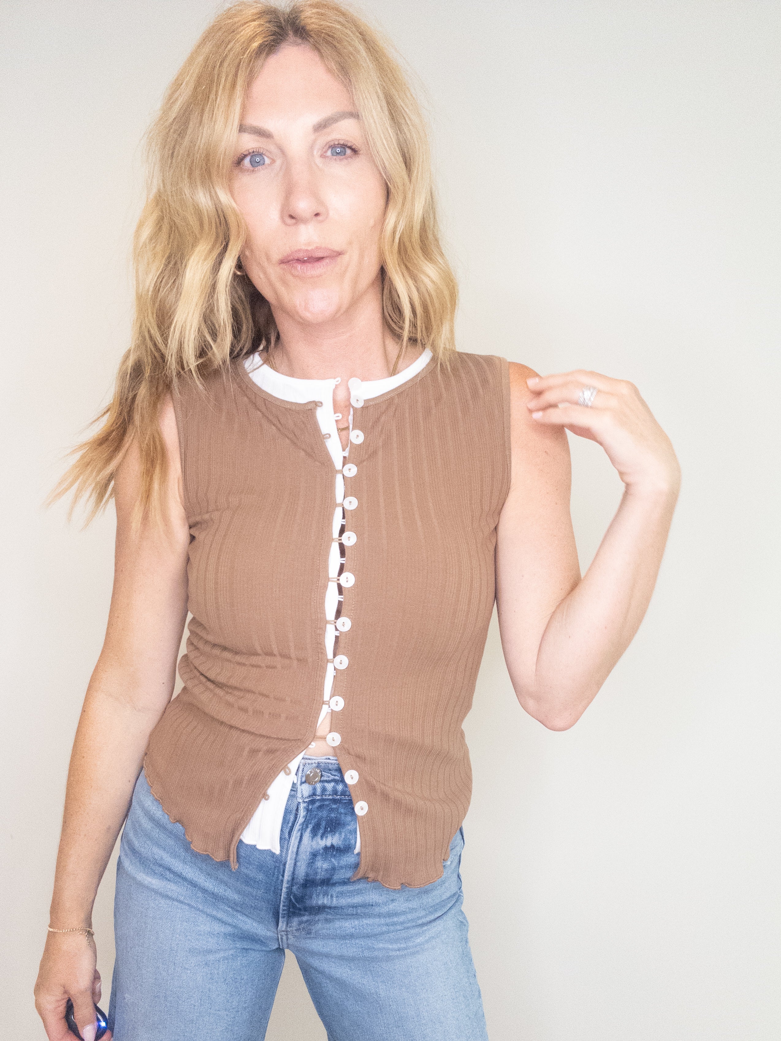 Golden Hour Button Front Tank