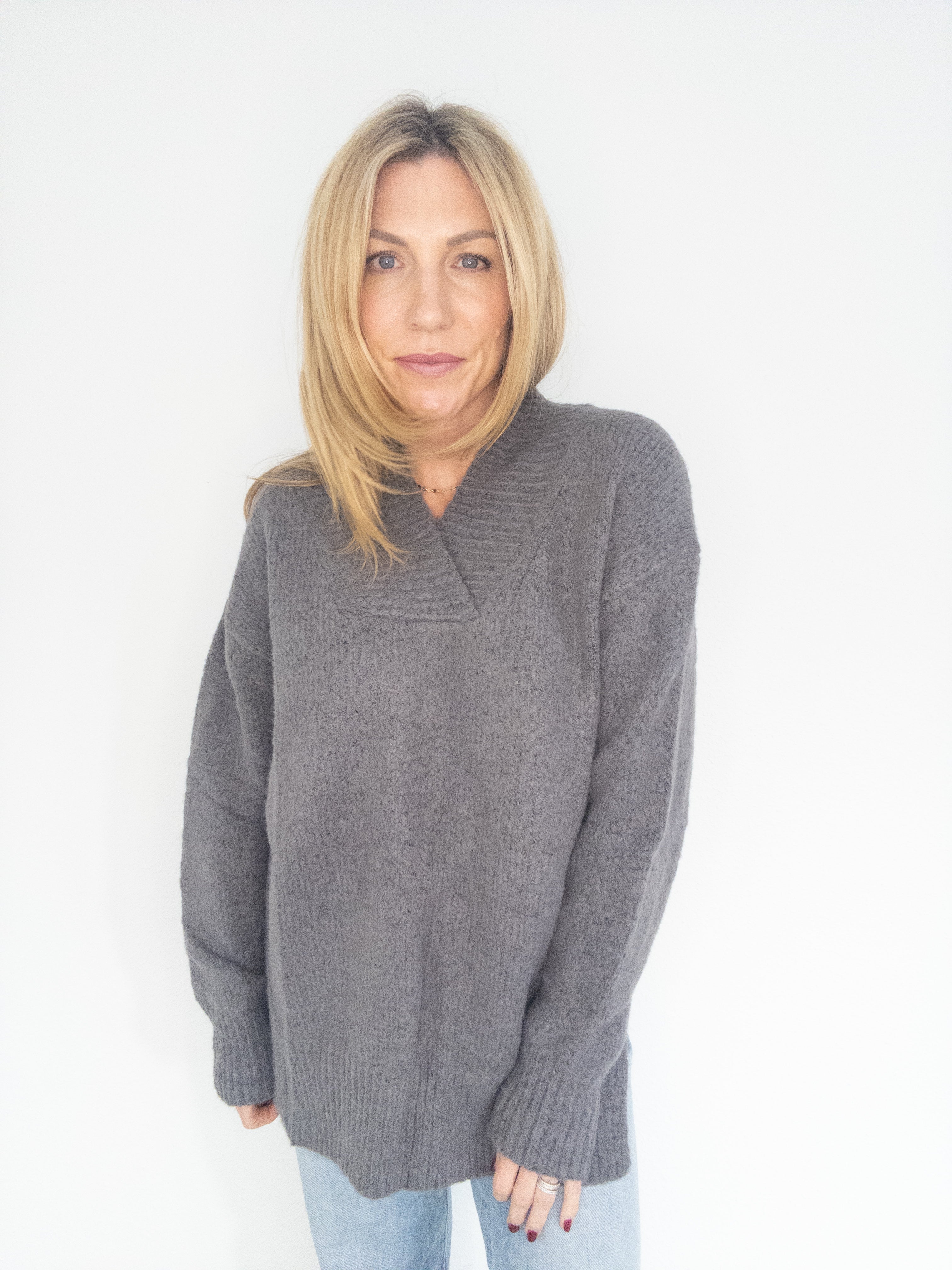 Chloe V Neck Slouchy Sweater