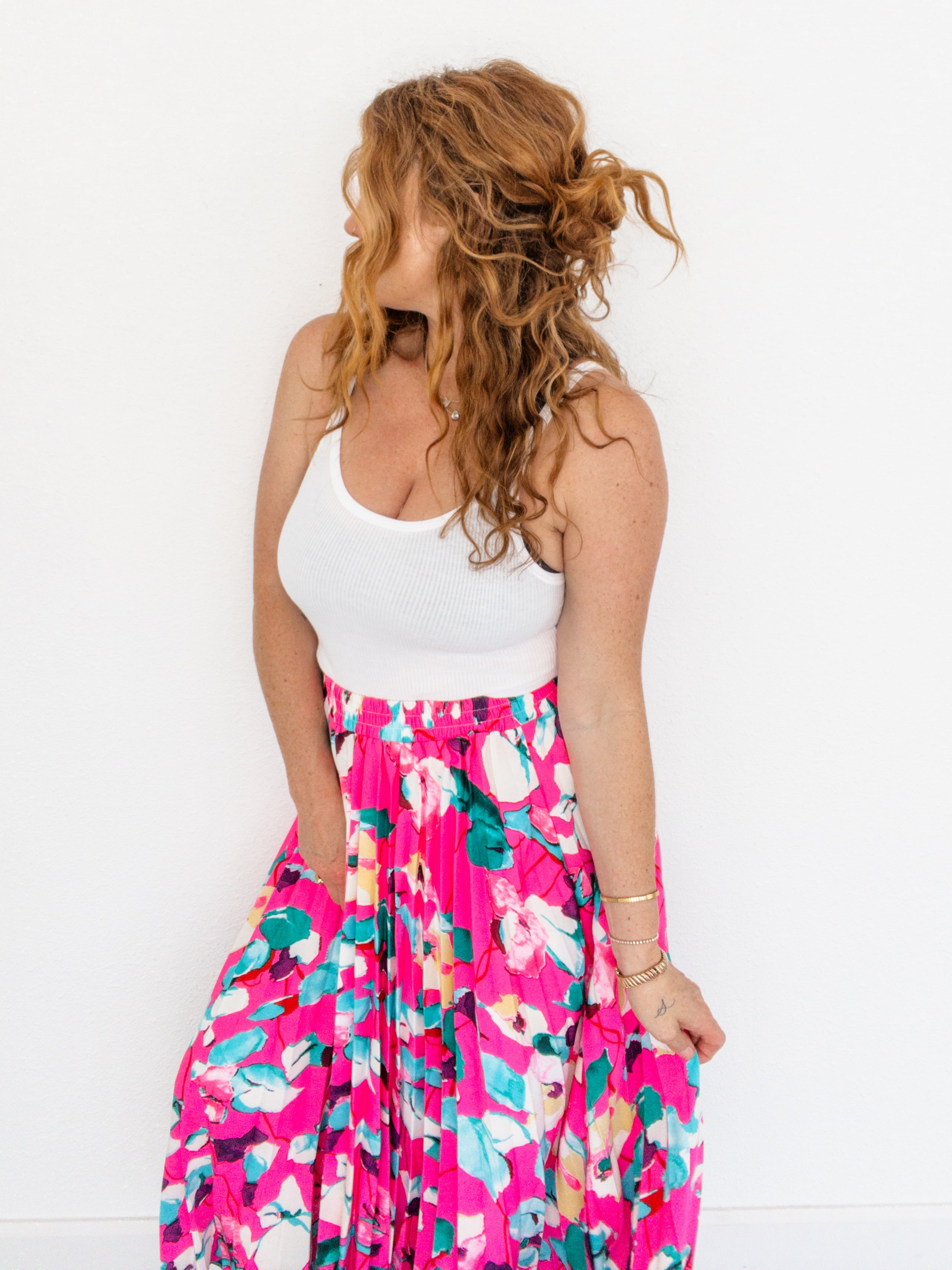 Lana Pleated Midi Skirt