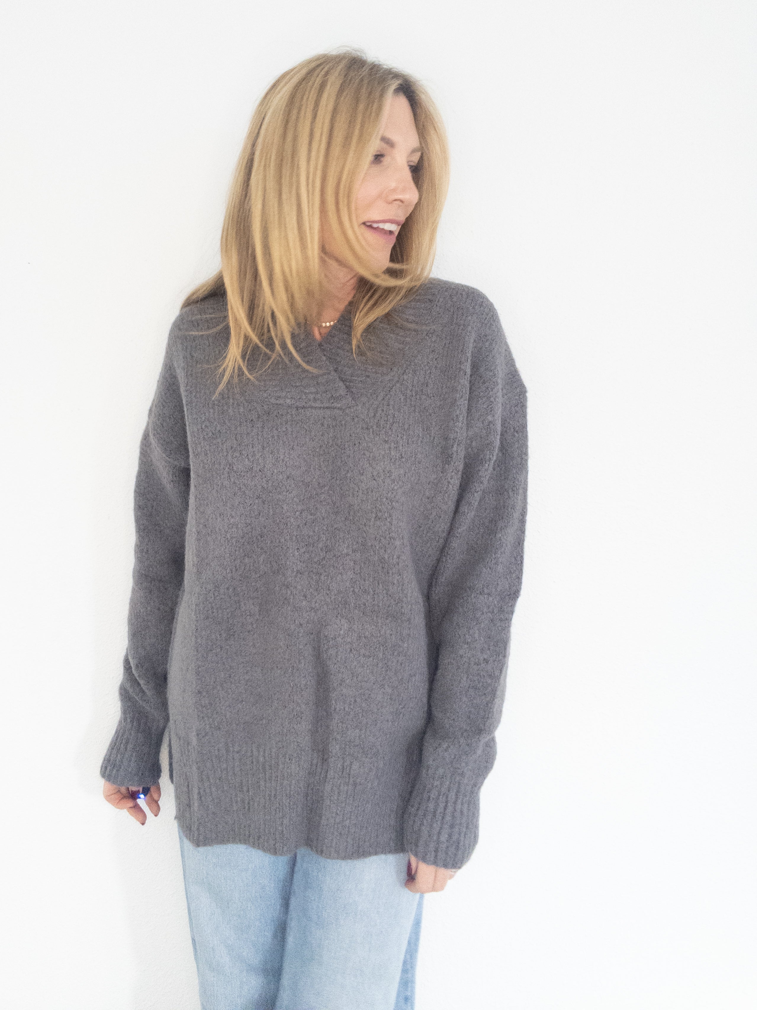 Chloe V Neck Slouchy Sweater