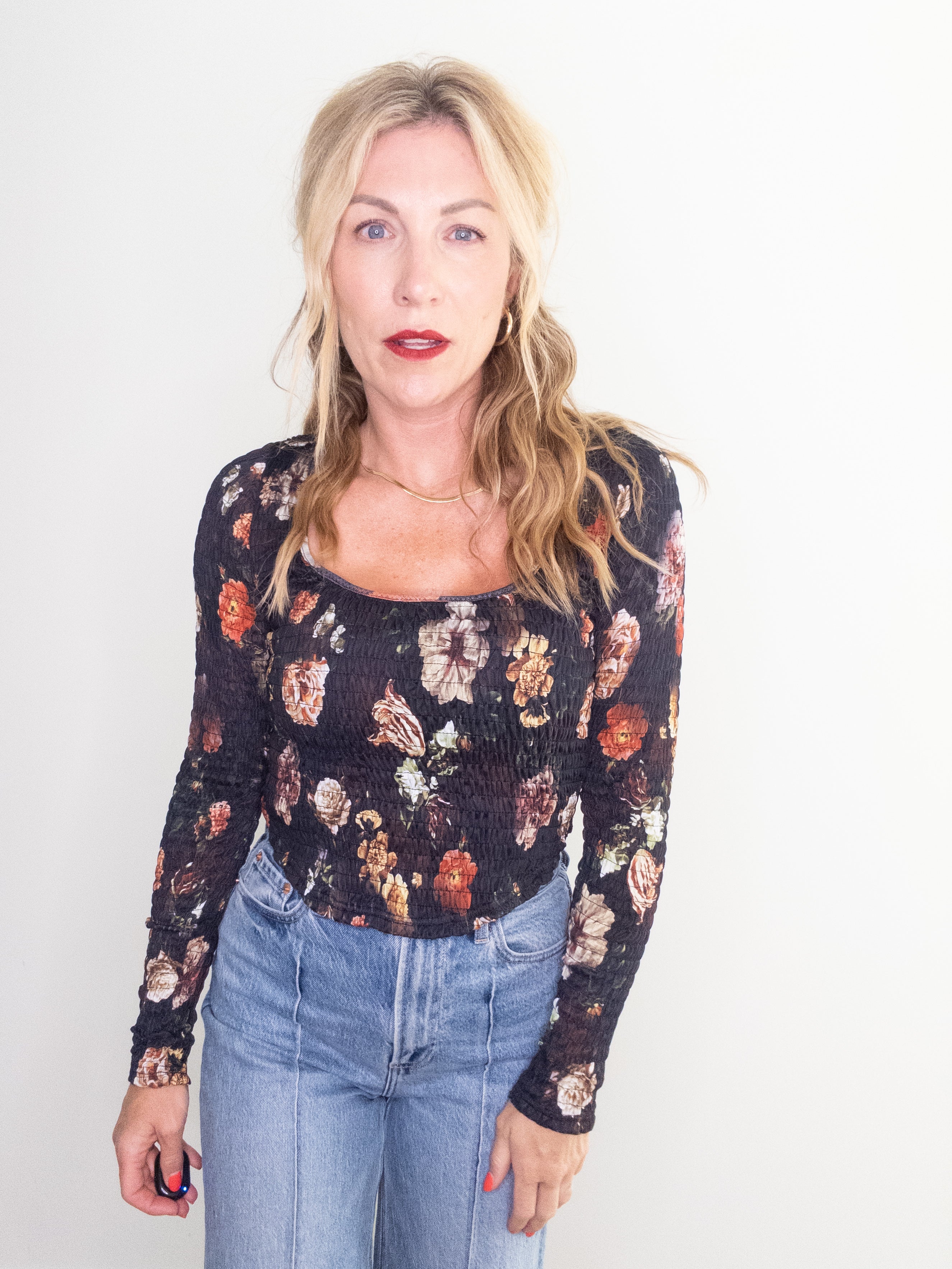 Deep Bouquet Long Sleeve Shirt