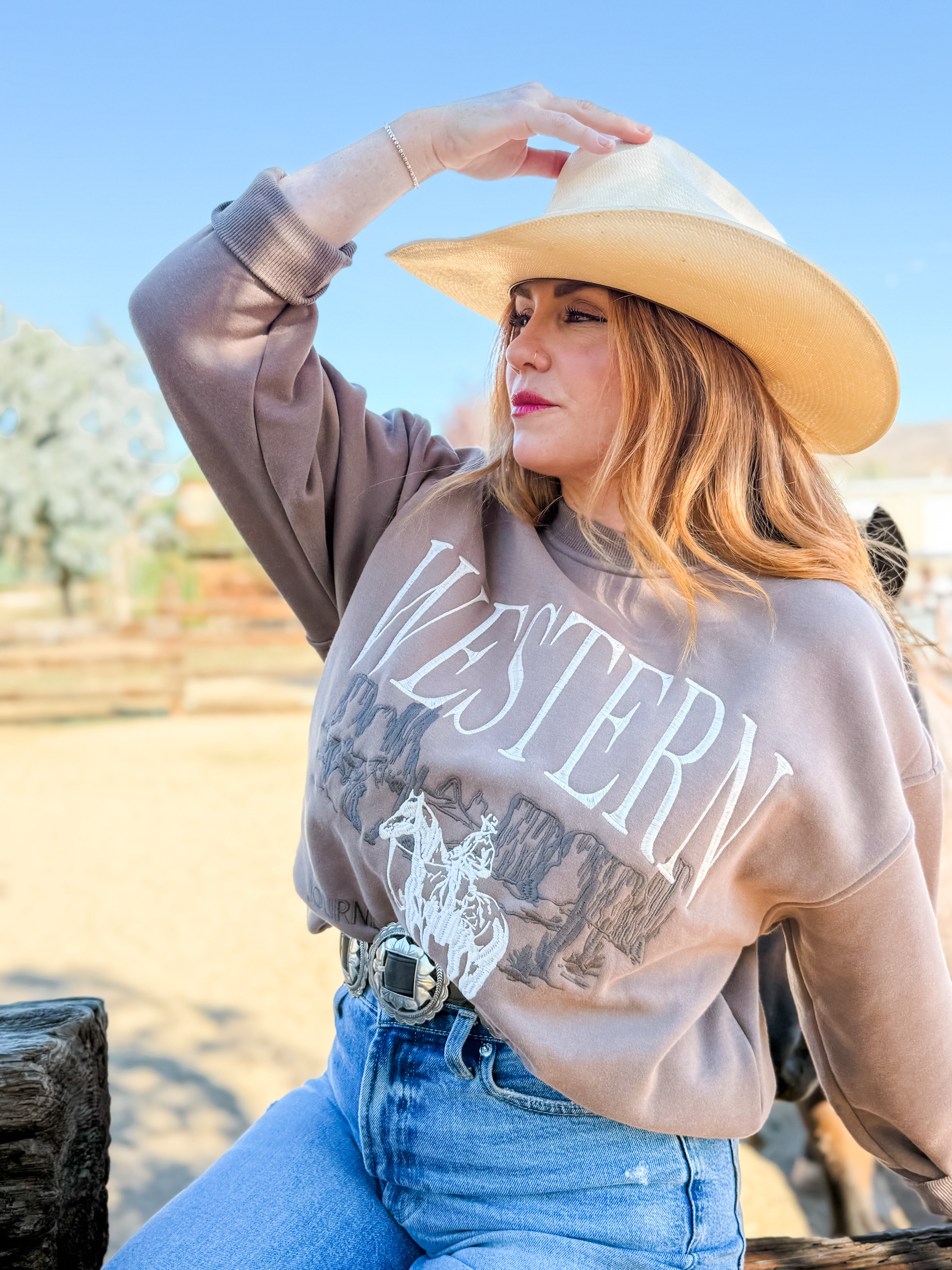 Wild West Embroidered Crew Neck Sweatshirt