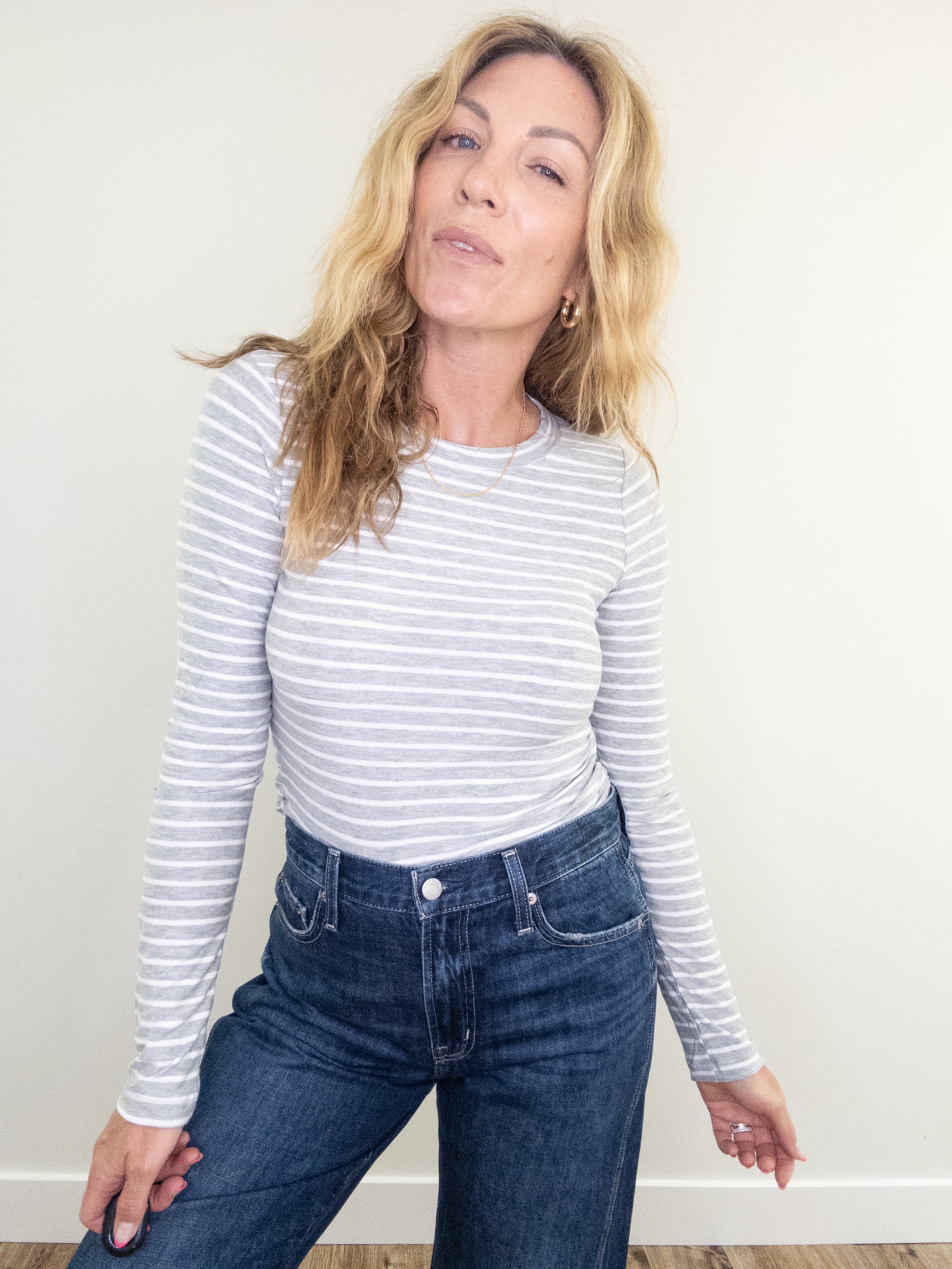 Project Social T Over And Out Striped Crew Neck Long Sleeve