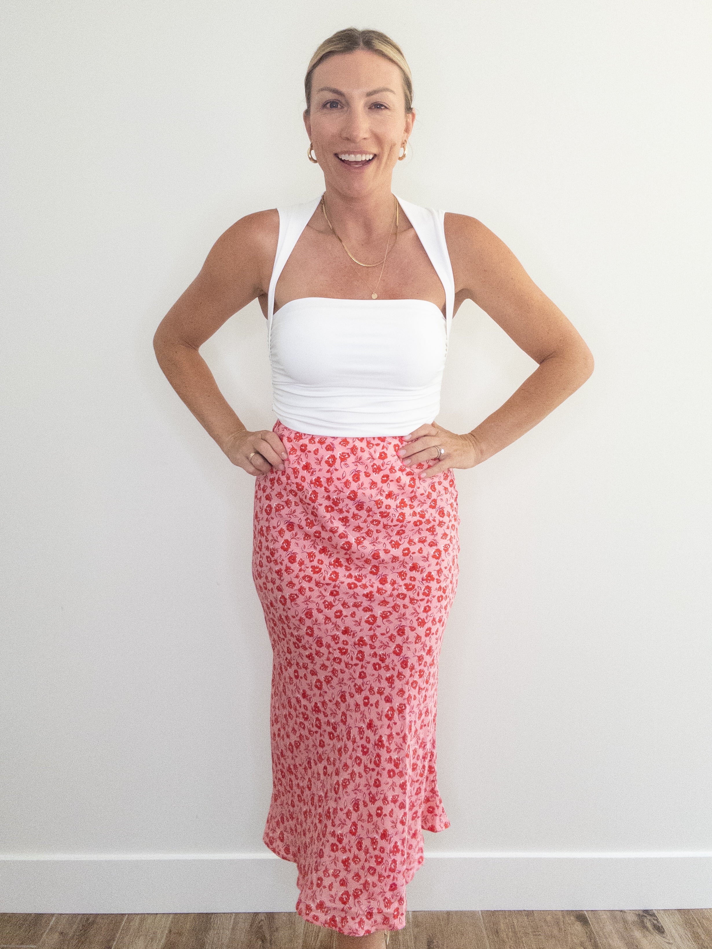 Red Red Roses Midi Skirt