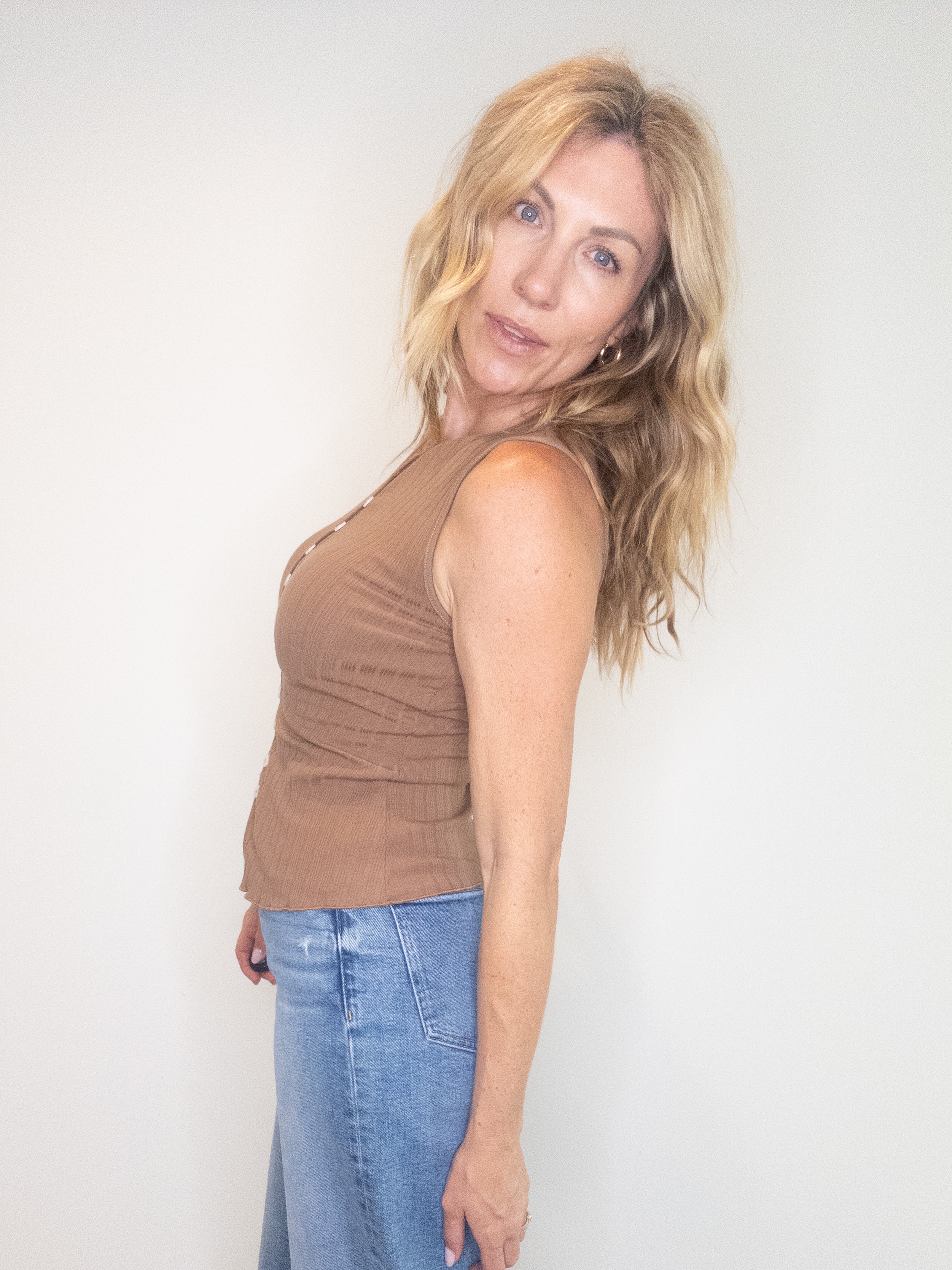 Golden Hour Button Front Tank