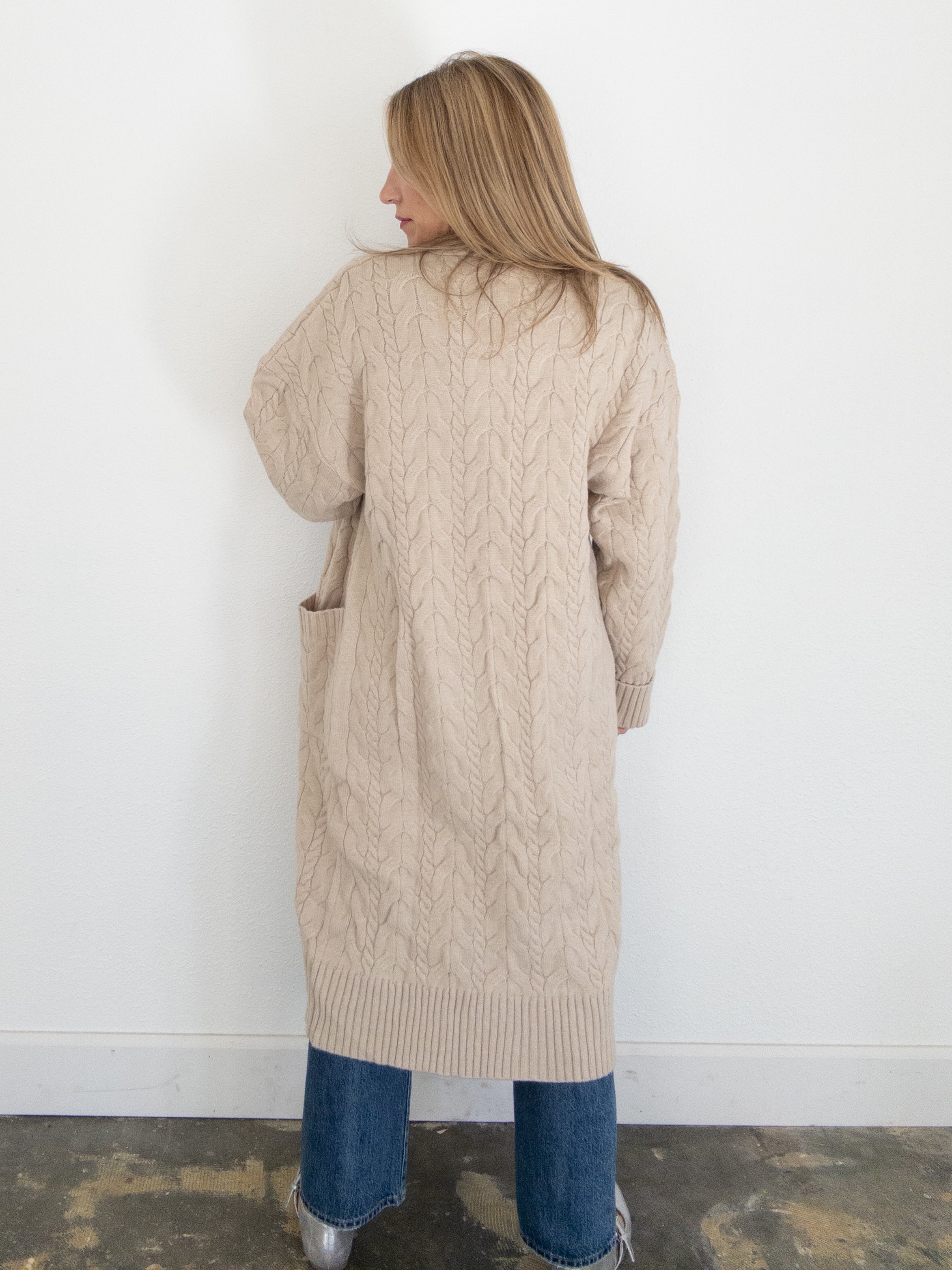 Toasted Marshmallows Cable Knit Long Cardigan