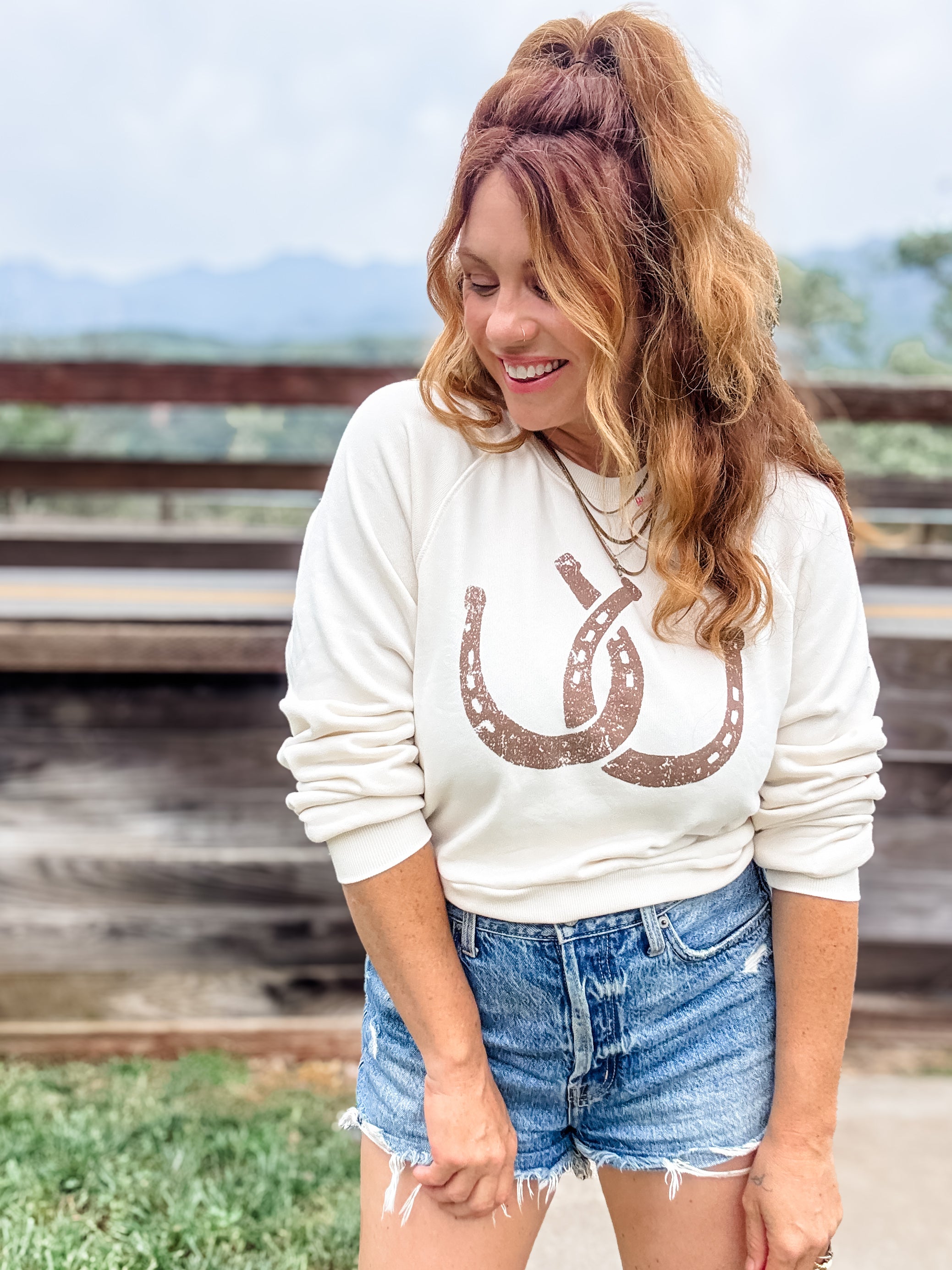 Project Social T Double Horseshoe Shrunken Sweatshirt