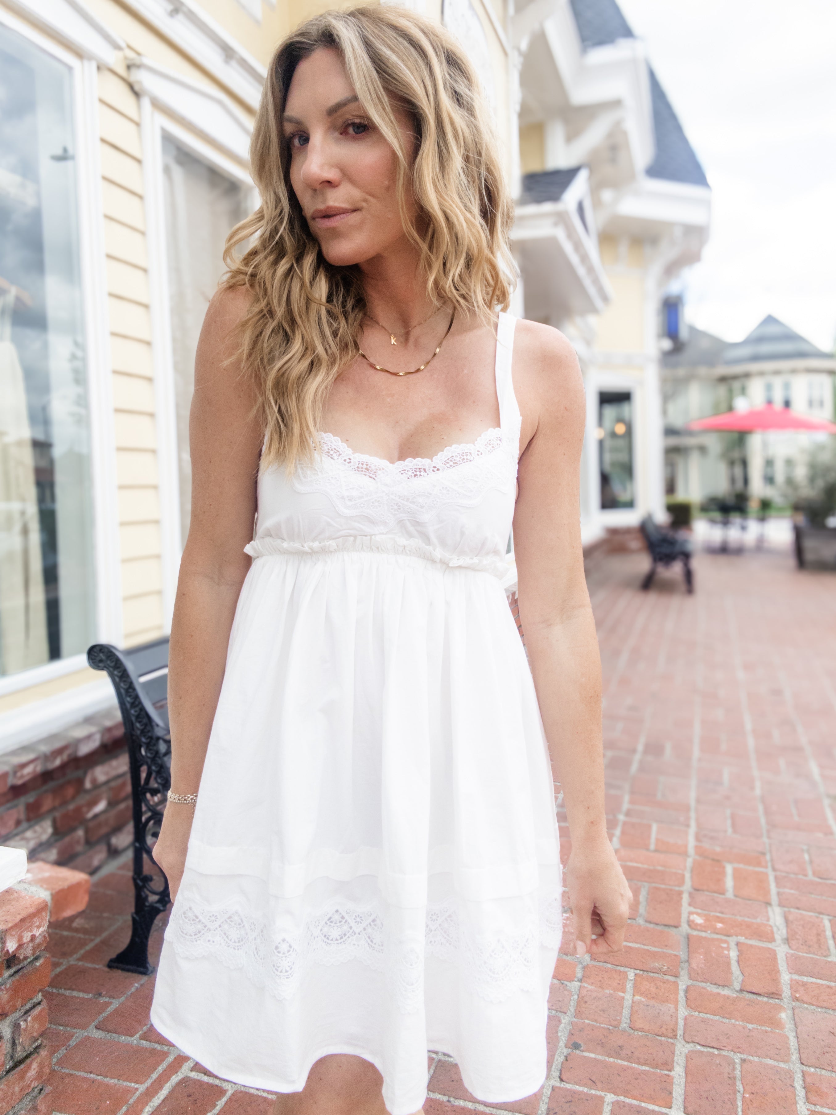 Lila Lace Eyelet Mini Dress