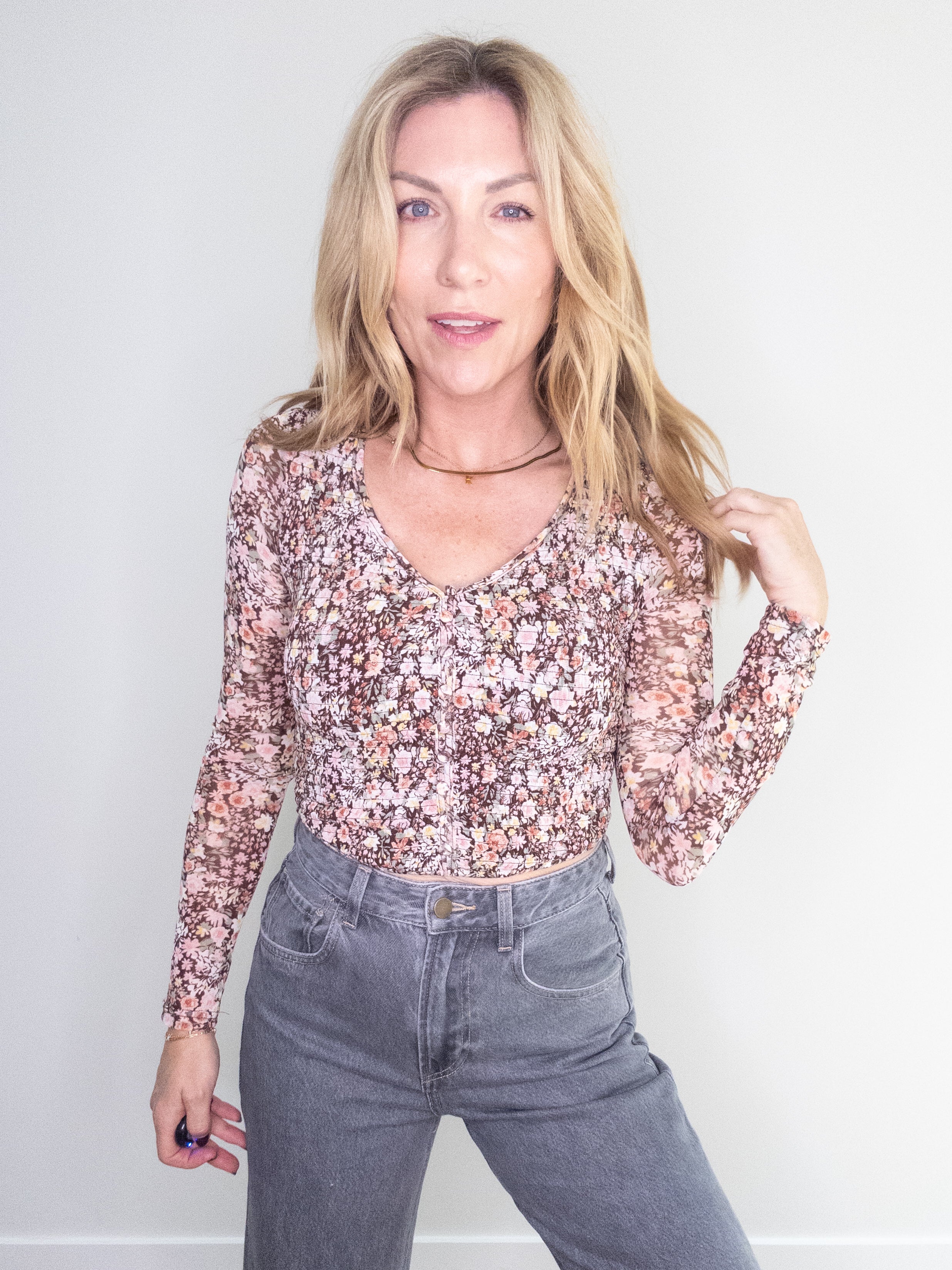 Autumn Bloom Smocked Top