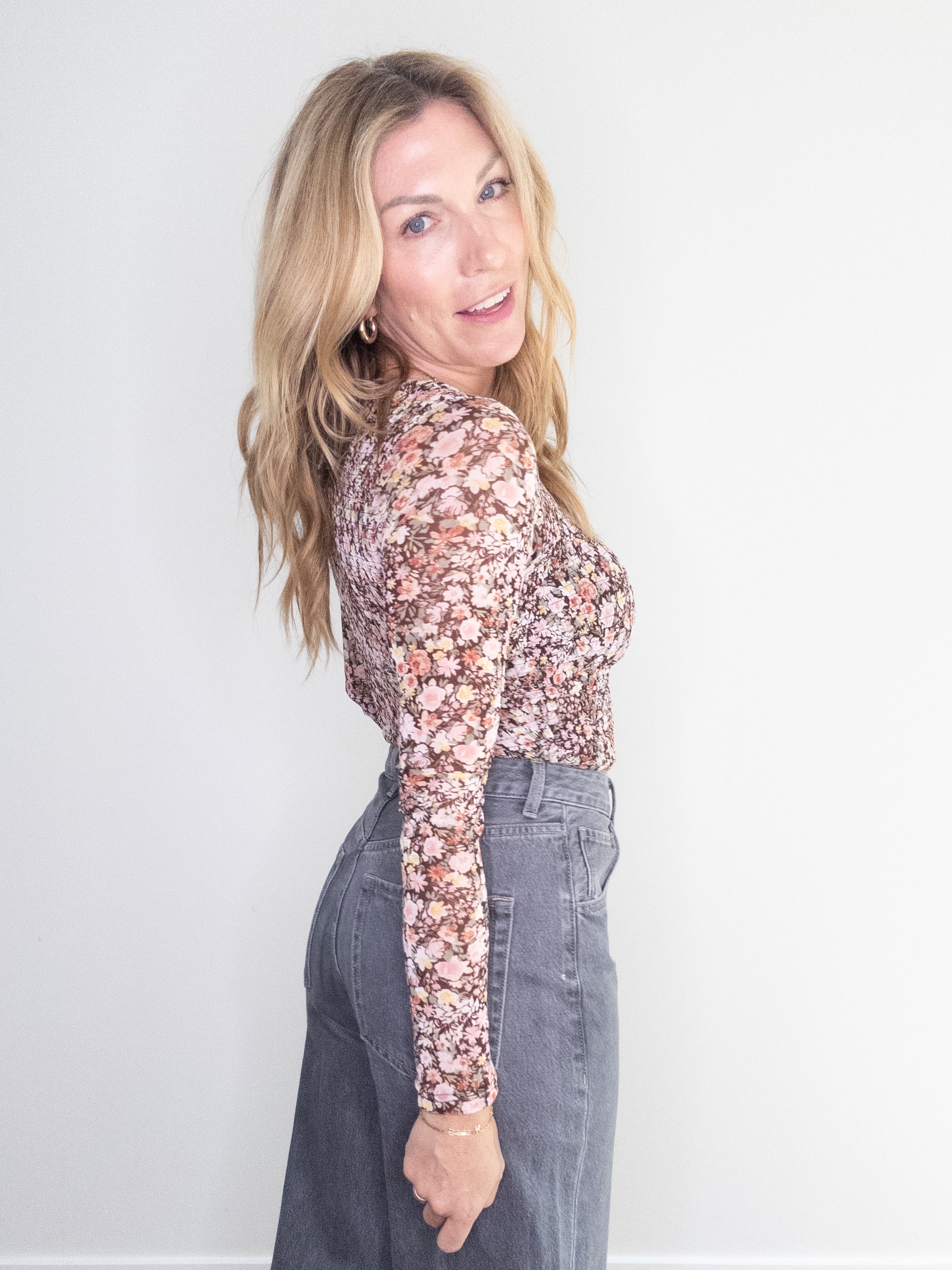 Autumn Bloom Smocked Top