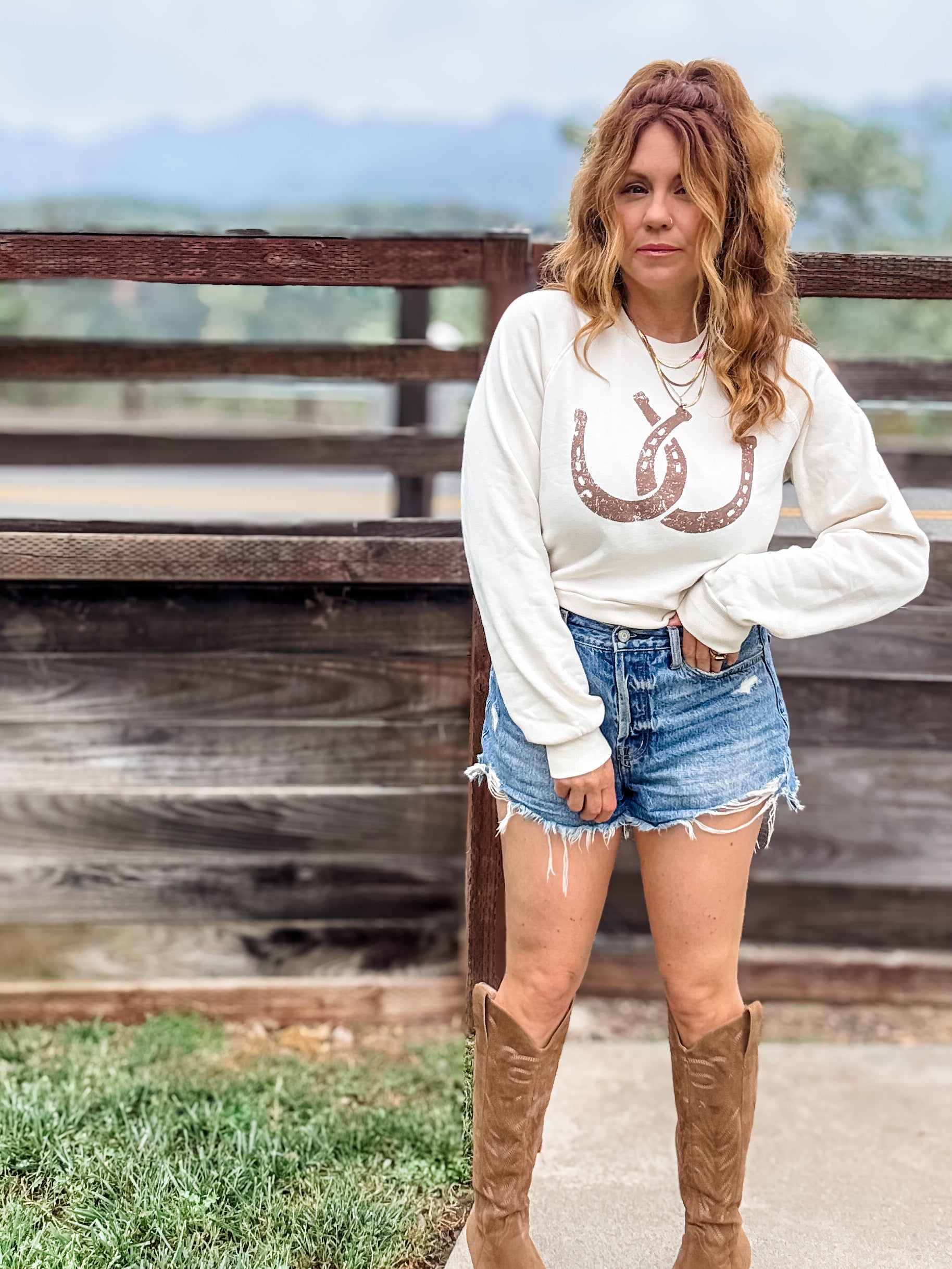 Project Social T Double Horseshoe Shrunken Sweatshirt