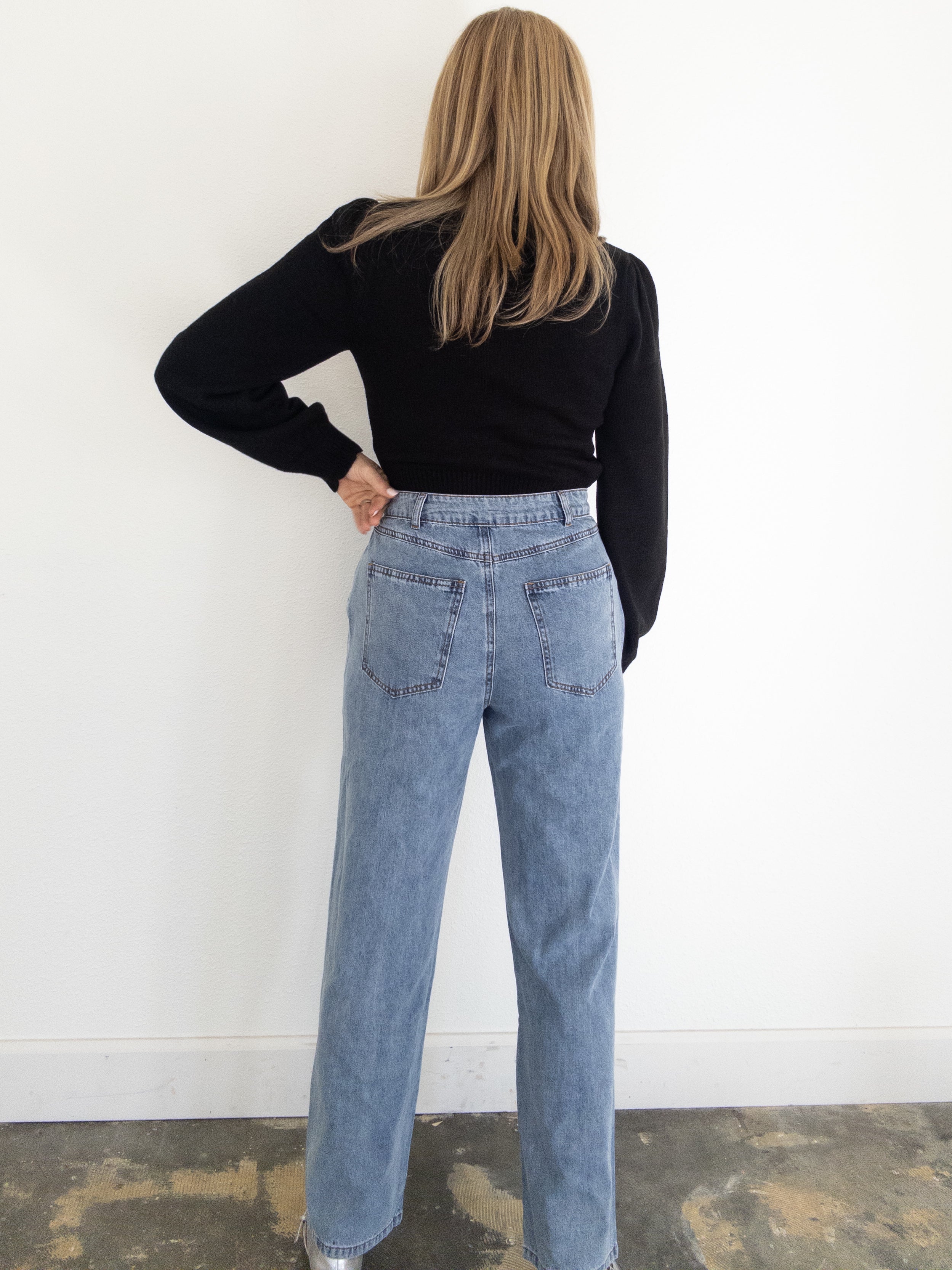 In Step Pleated Straight Leg Jean