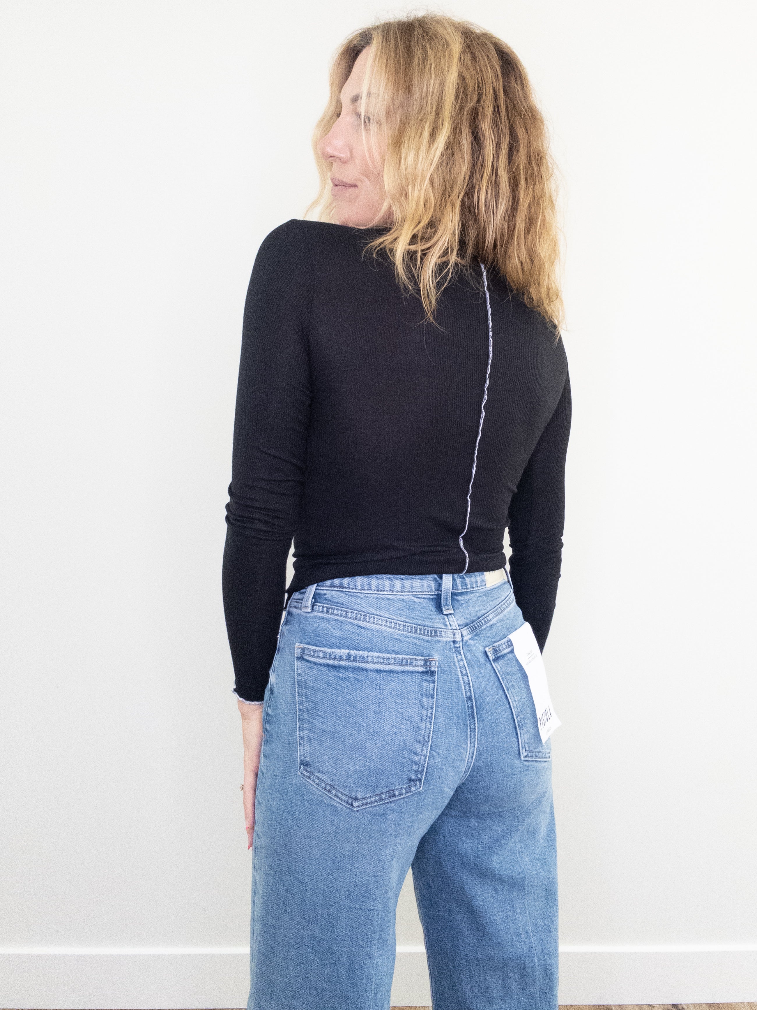 Project Social T Sparks Seamed Rib Funnel Neck Long Sleeve