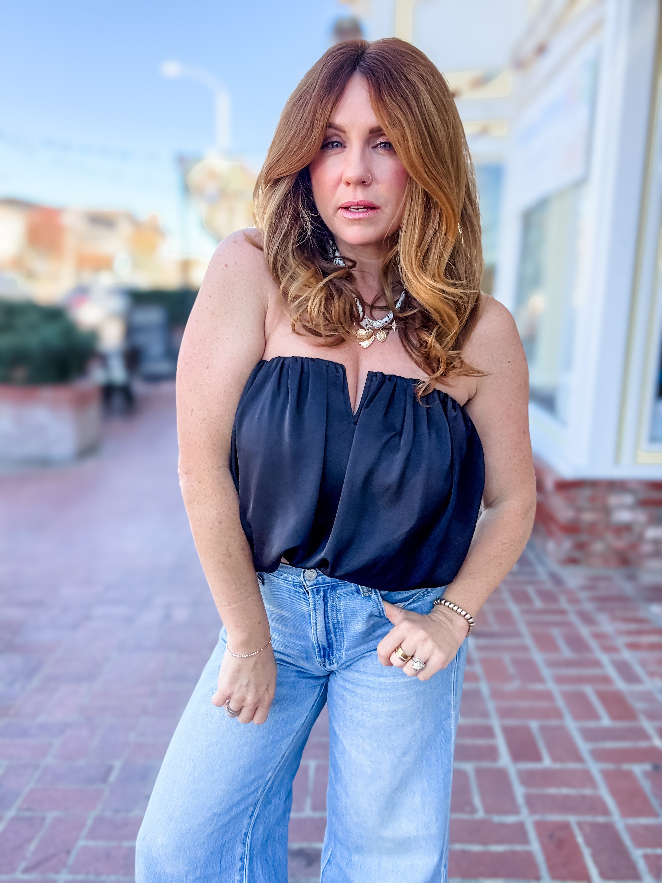 Set The Scene Bubble Hem Tube Top