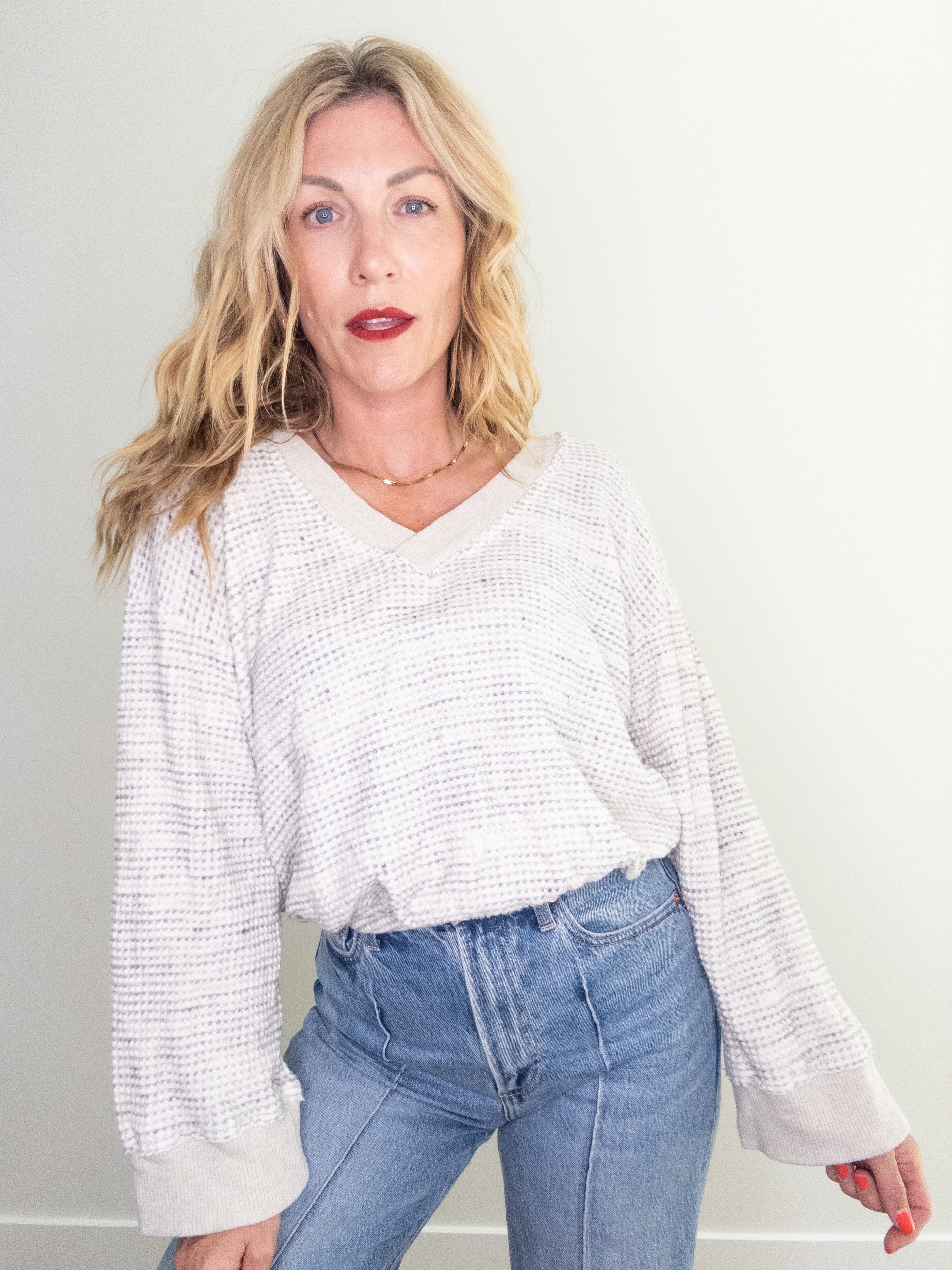 Project Social T Justina Brushed Thermal V Neck Pullover