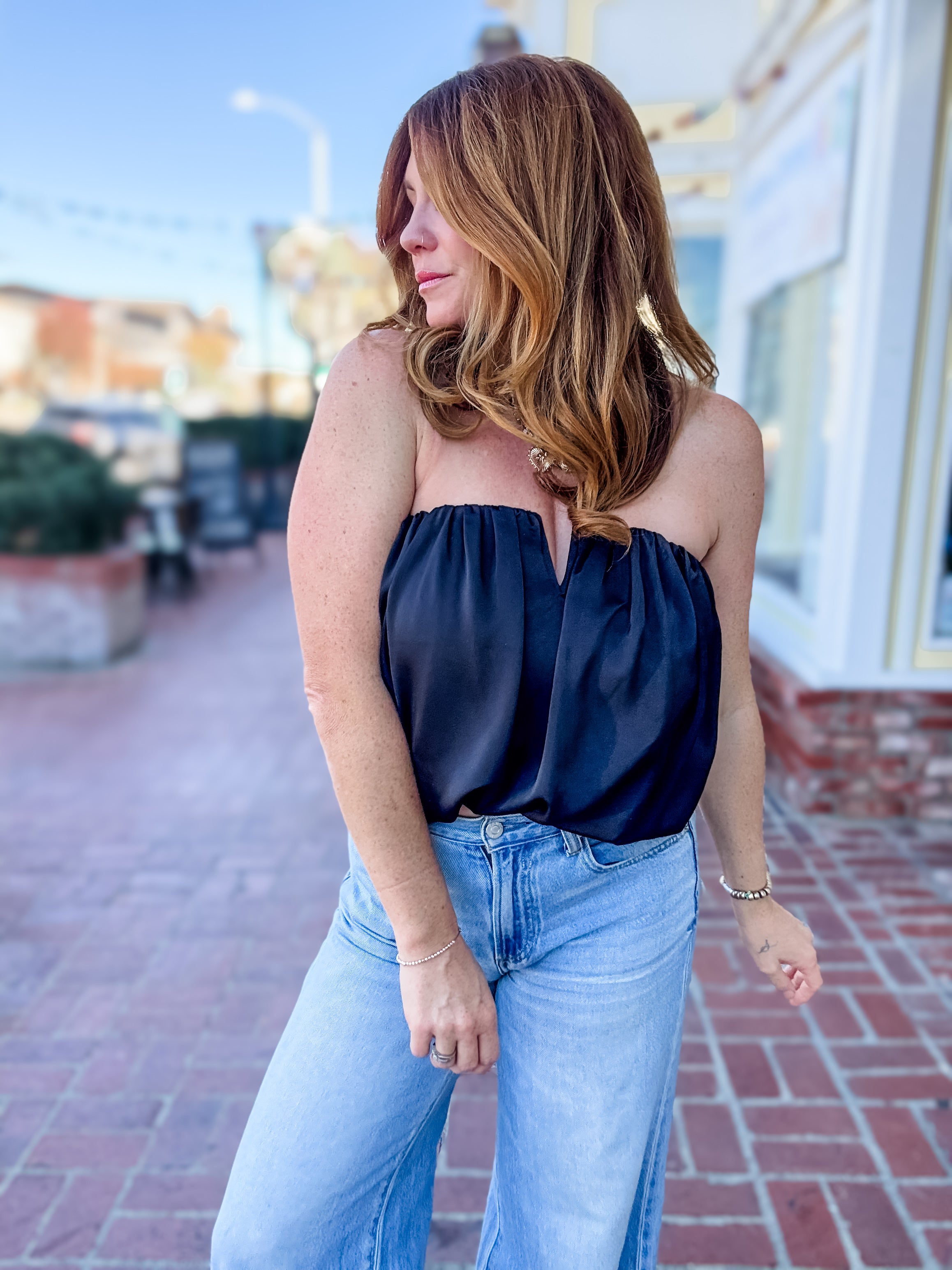 Set The Scene Bubble Hem Tube Top
