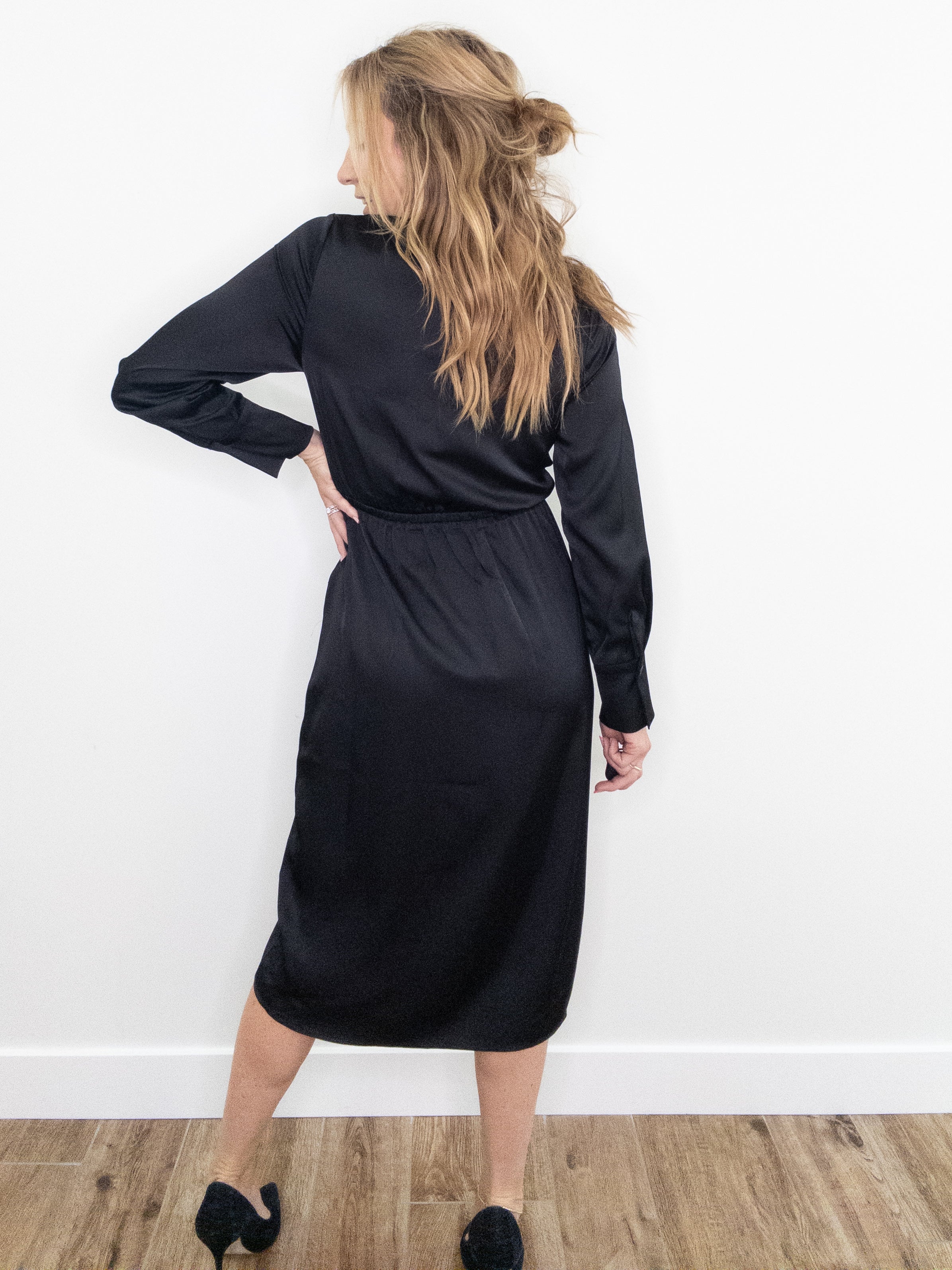 Satin Tulip Midi Dress