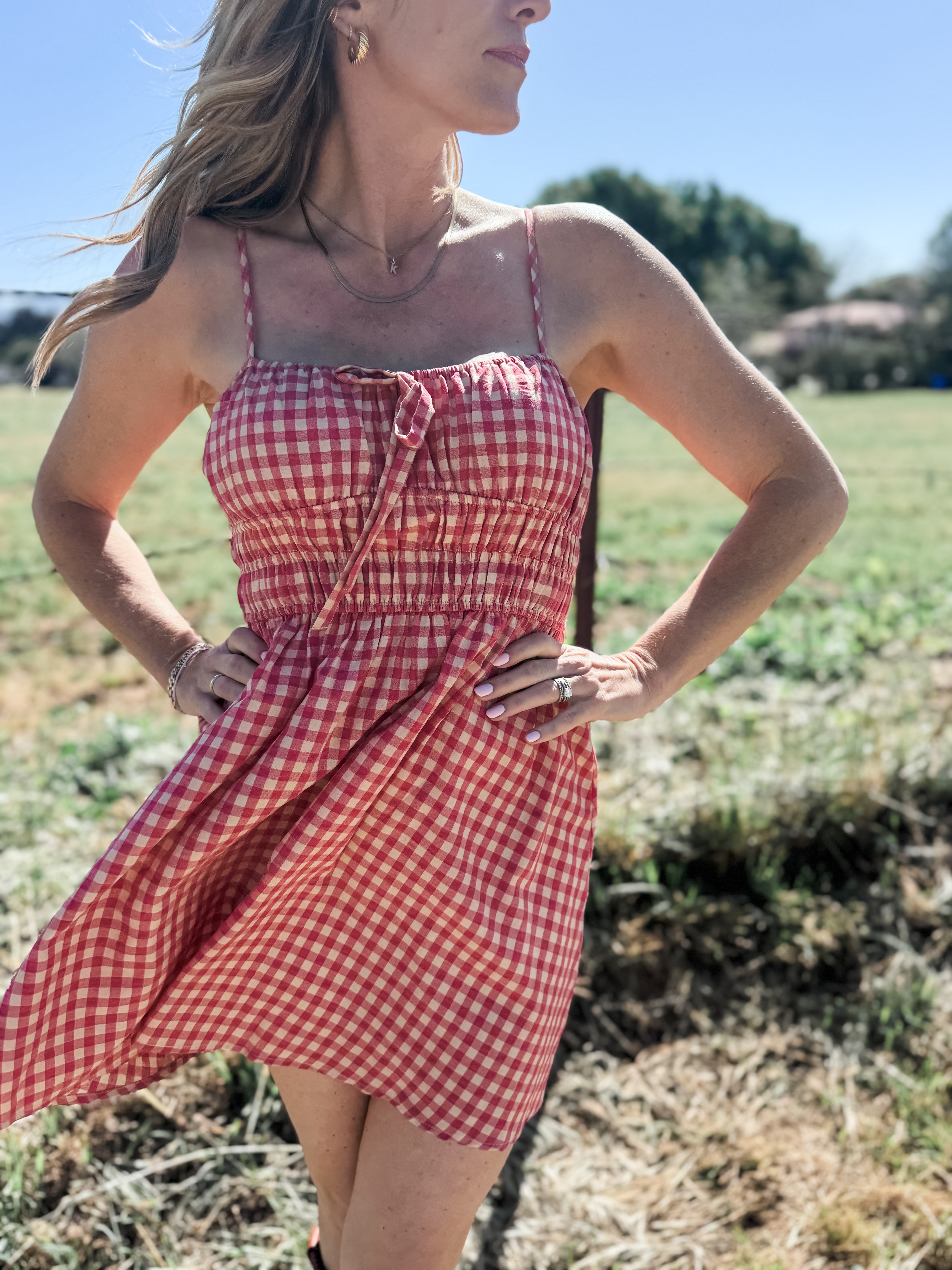 Cherry Basket Shirred Mini Dress