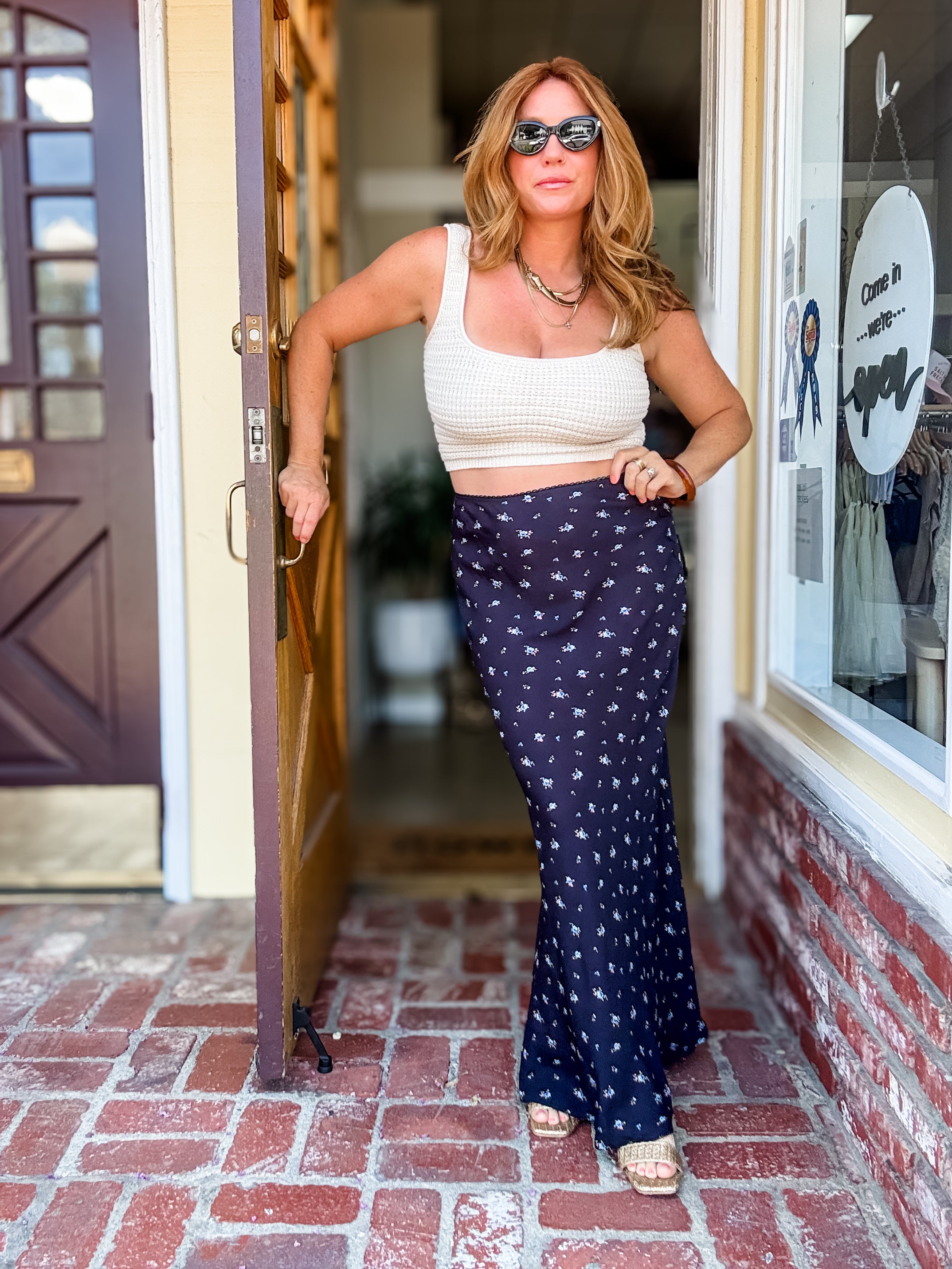 It Takes Time Floral Midi Skirt