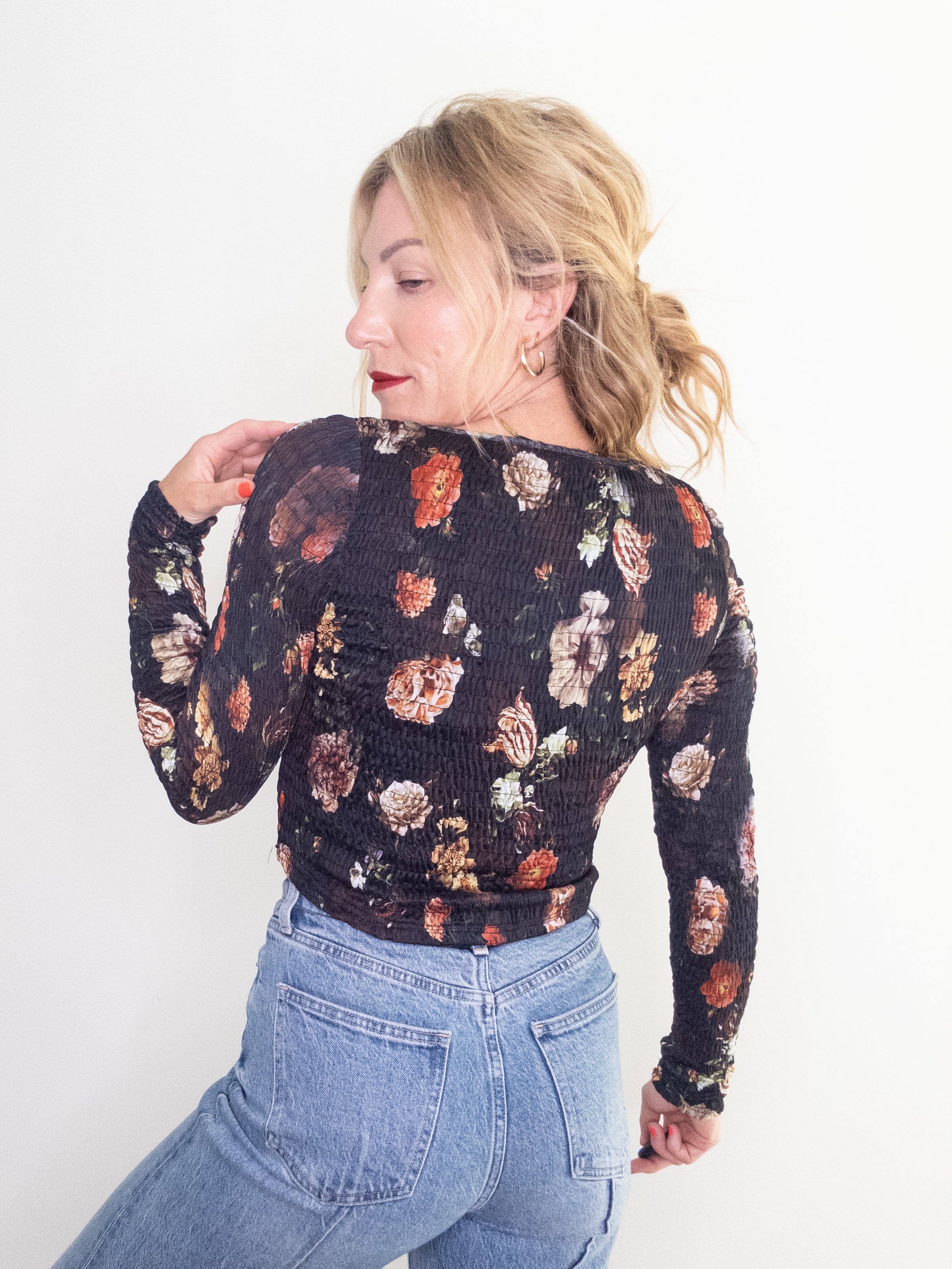 Deep Bouquet Long Sleeve Shirt