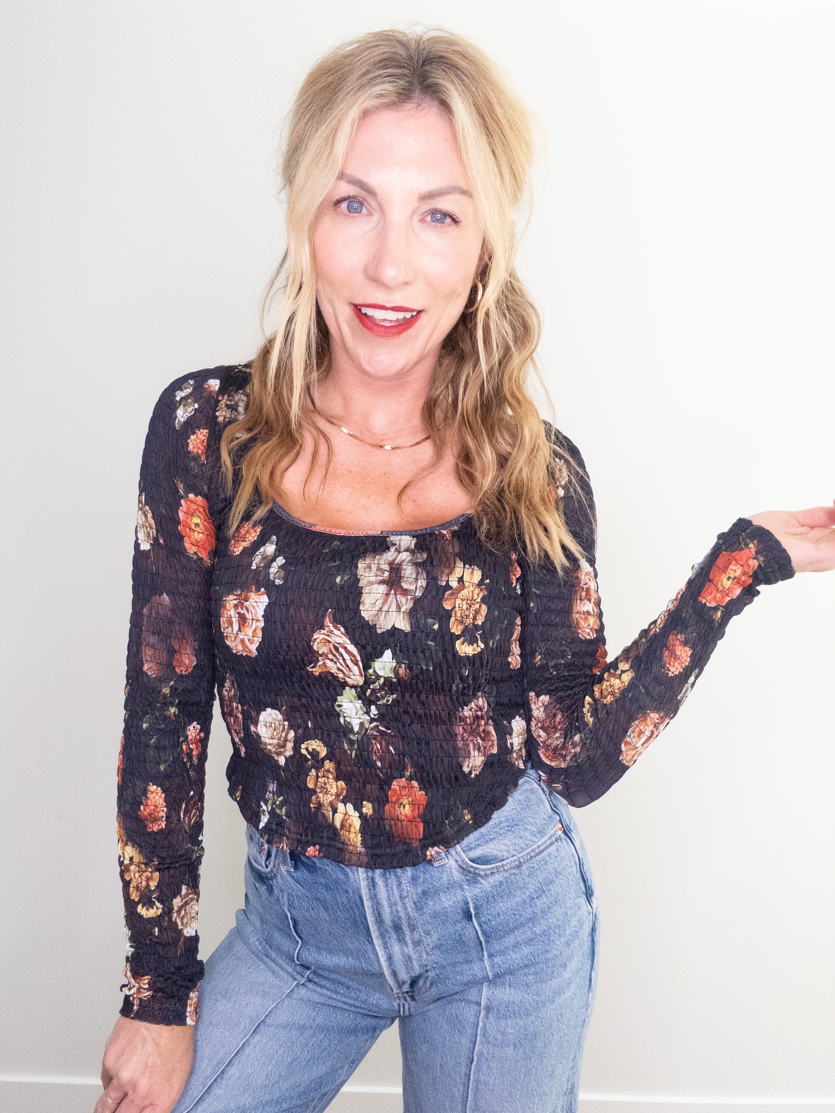 Deep Bouquet Long Sleeve Shirt