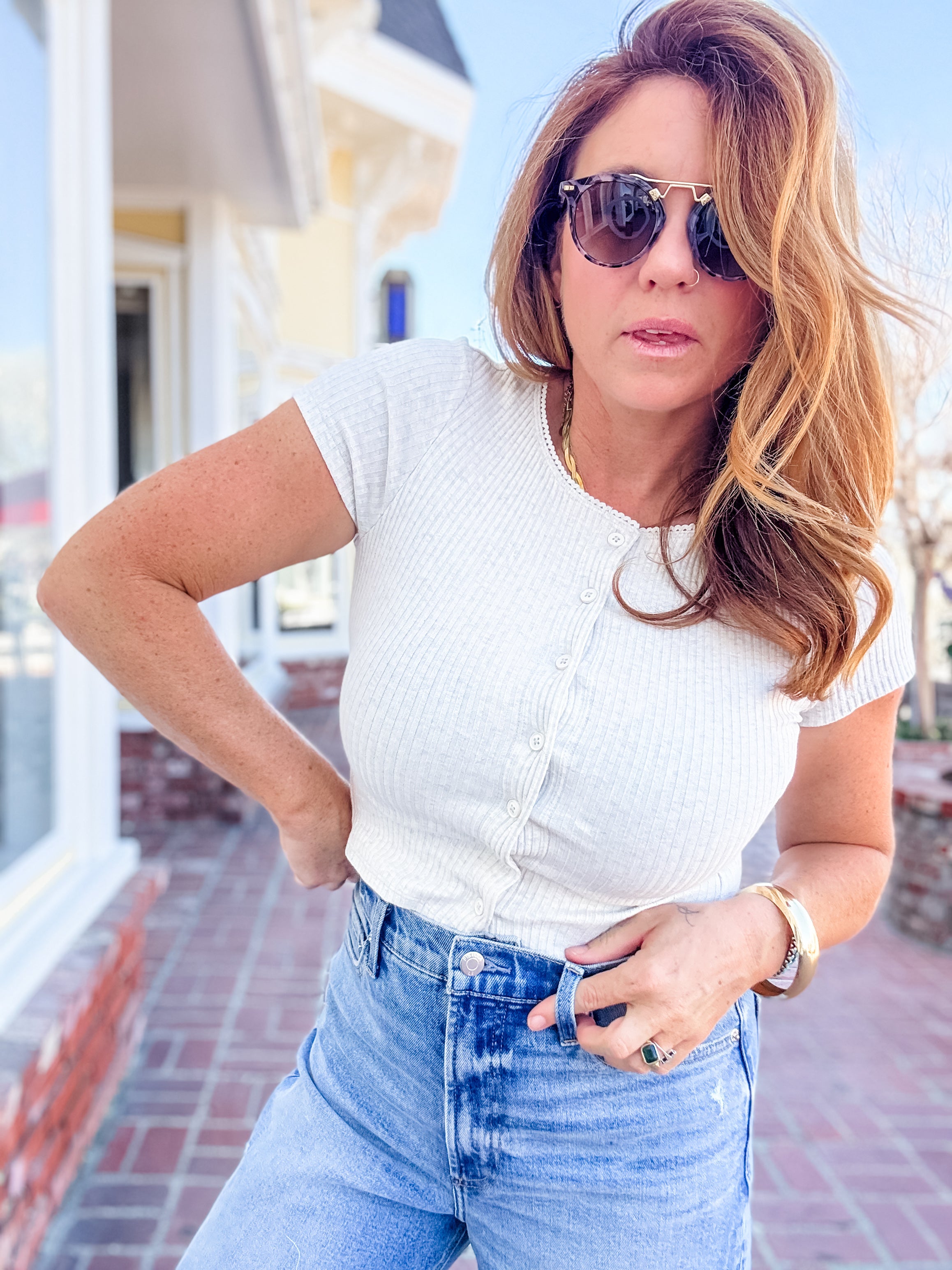 Sammie Button Front Top