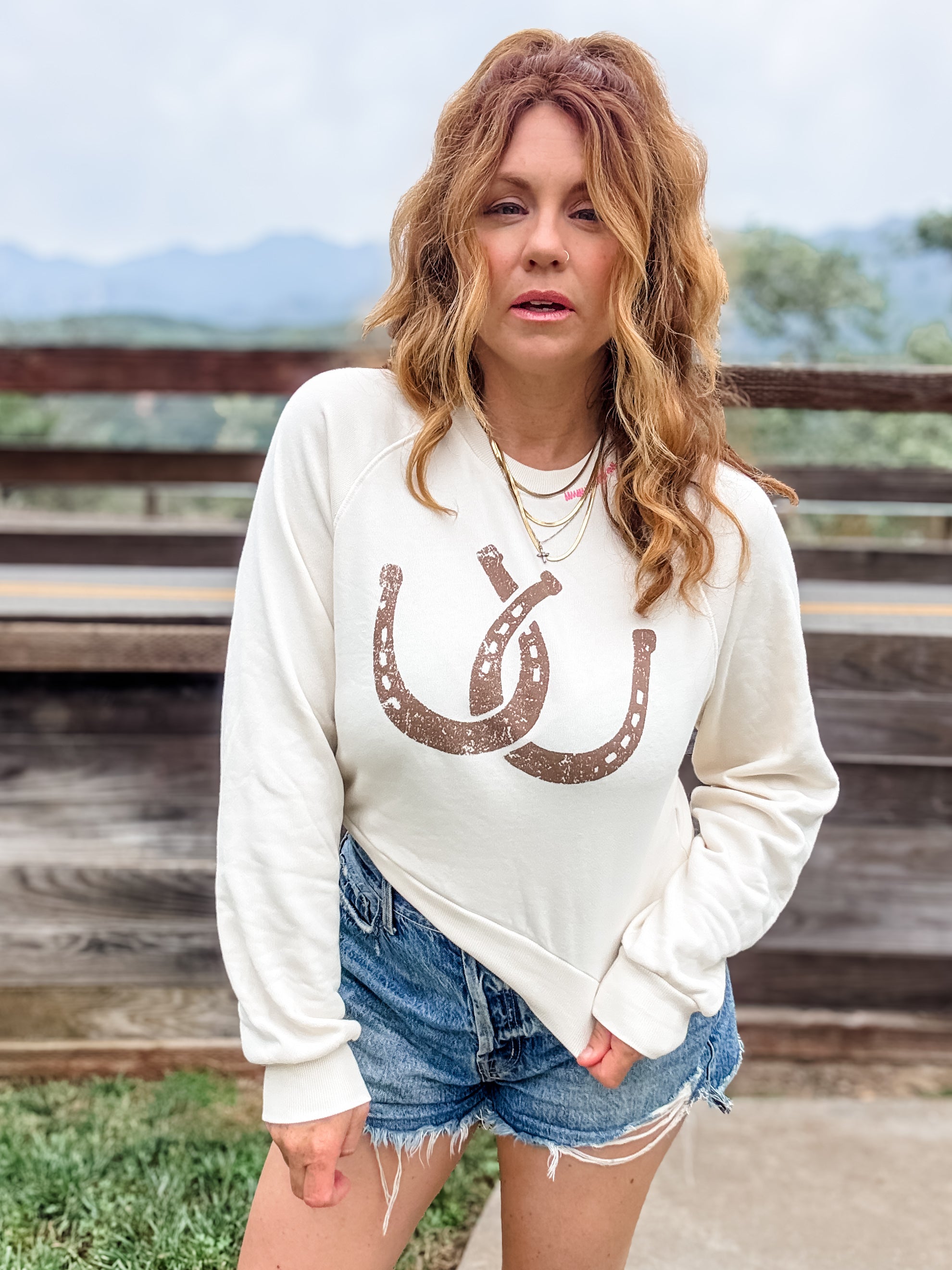 Project Social T Double Horseshoe Shrunken Sweatshirt