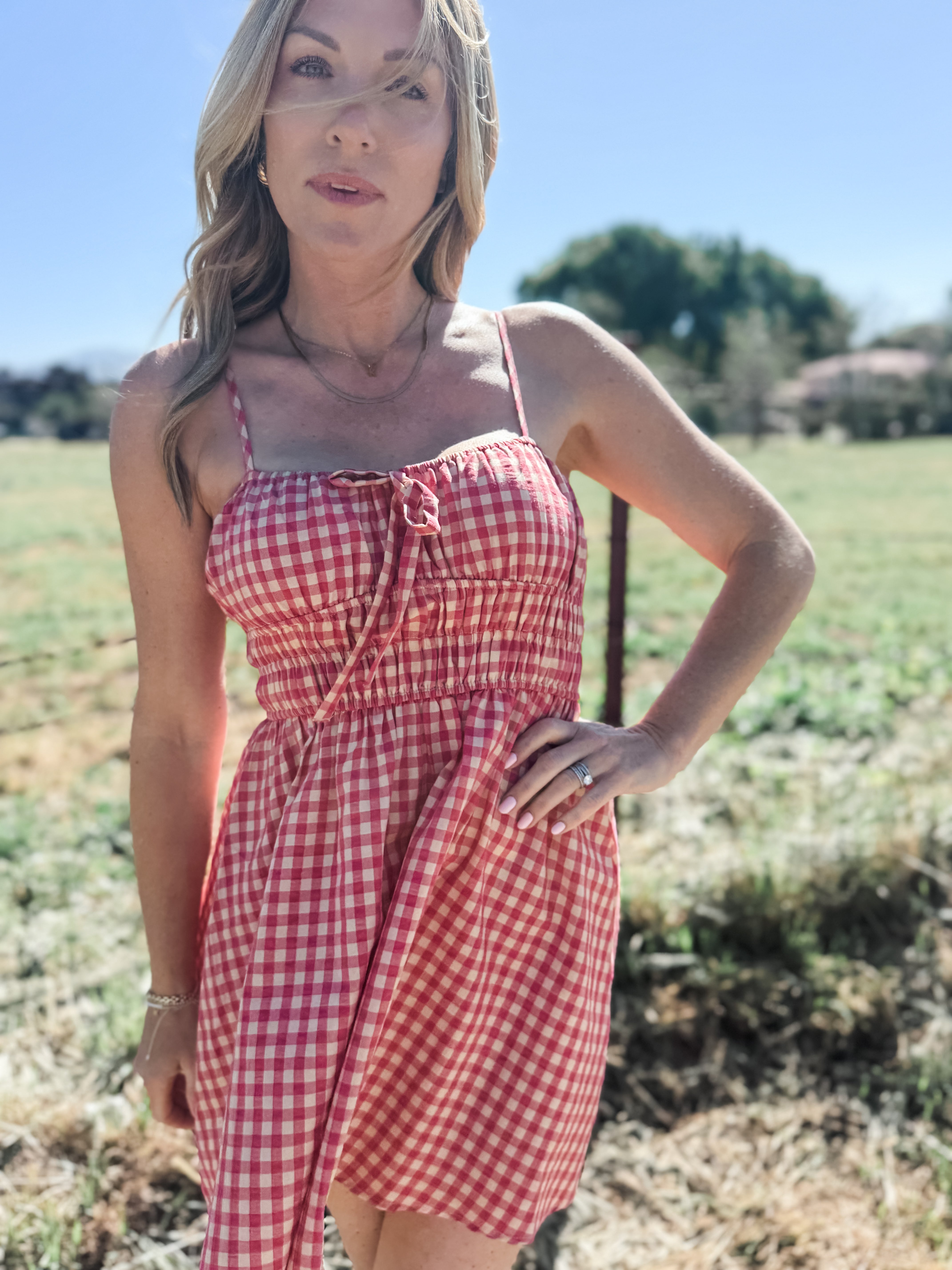 Cherry Basket Shirred Mini Dress